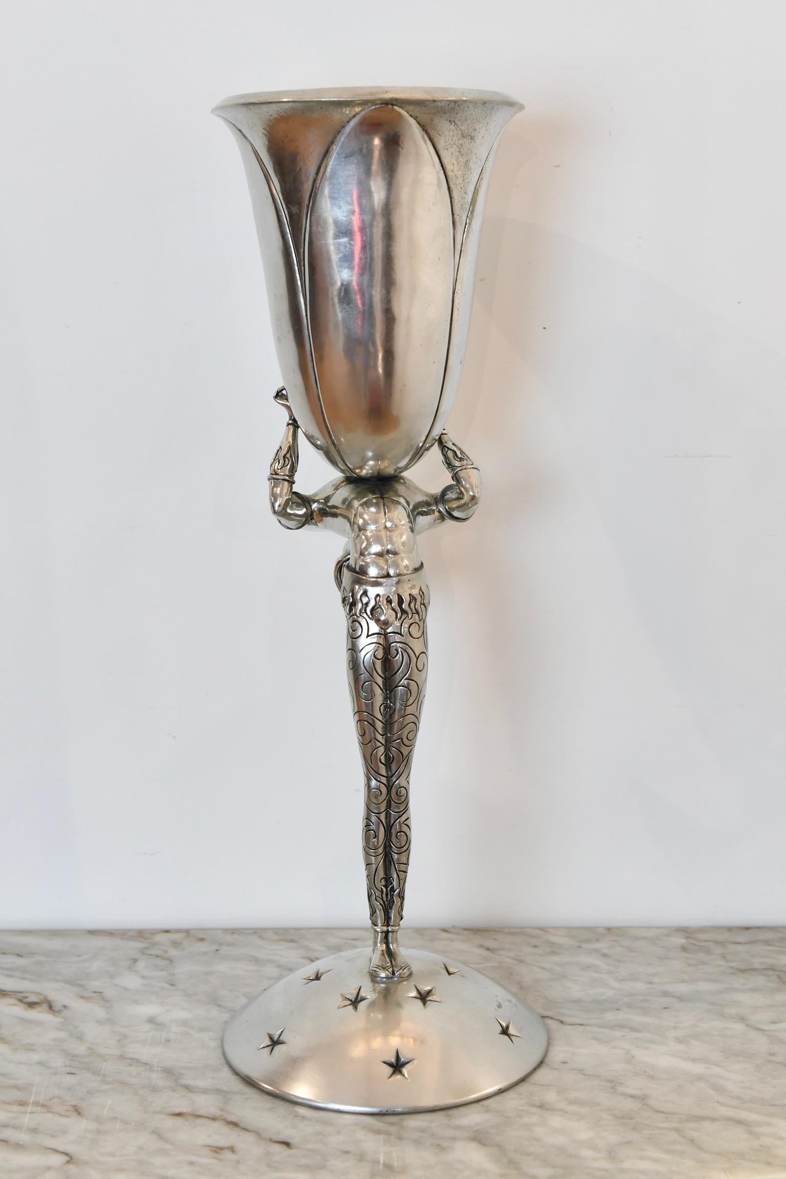 Acrobat Pewter Vase by Piero Figura for Atena, Milan For Sale 5