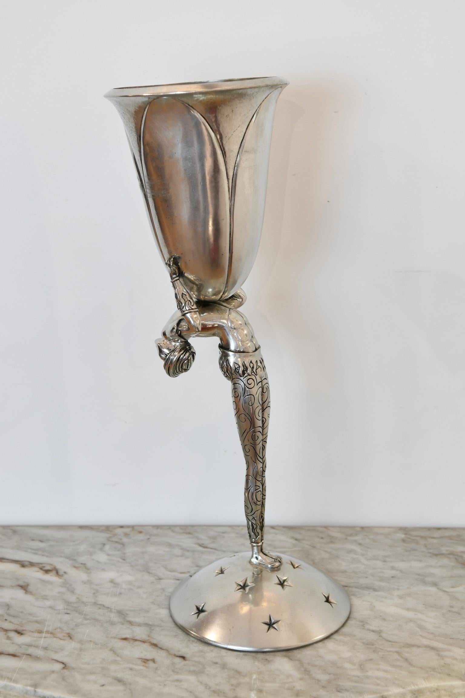 Acrobat Pewter Vase by Piero Figura for Atena, Milan For Sale 7