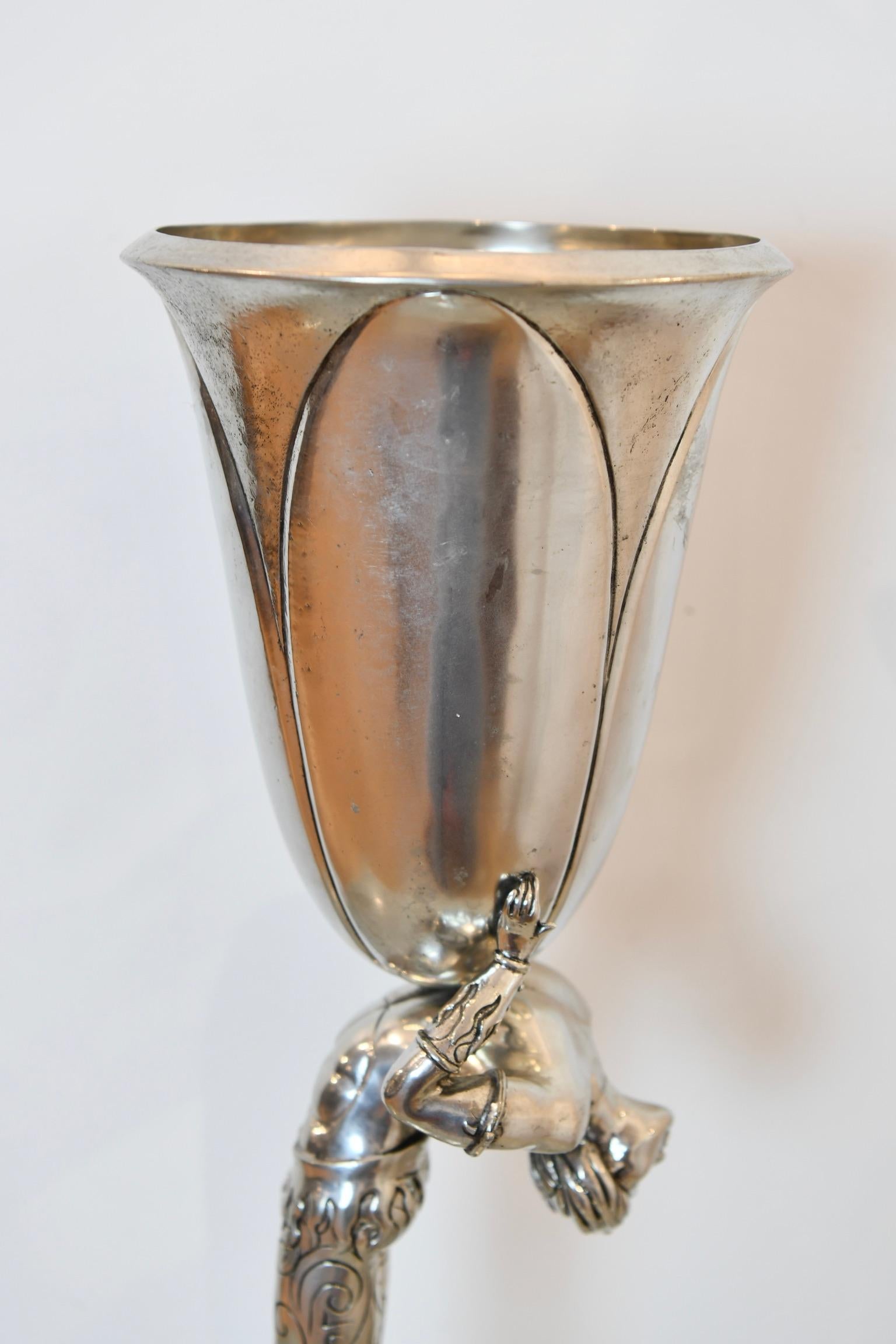 20th Century Acrobat Pewter Vase by Piero Figura for Atena, Milan For Sale