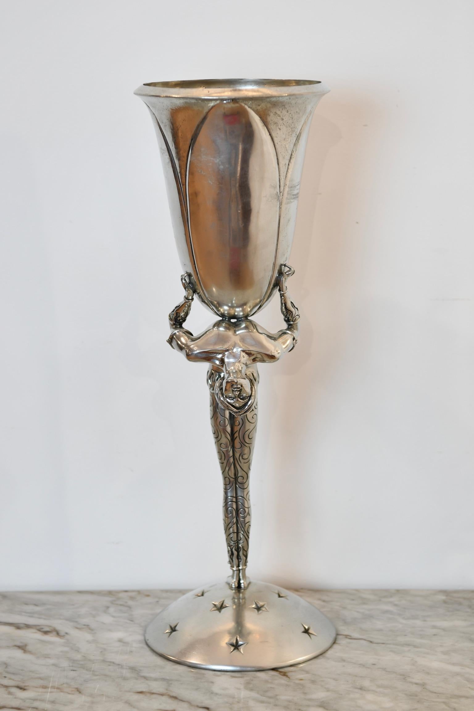 Acrobat Pewter Vase by Piero Figura for Atena, Milan For Sale 4