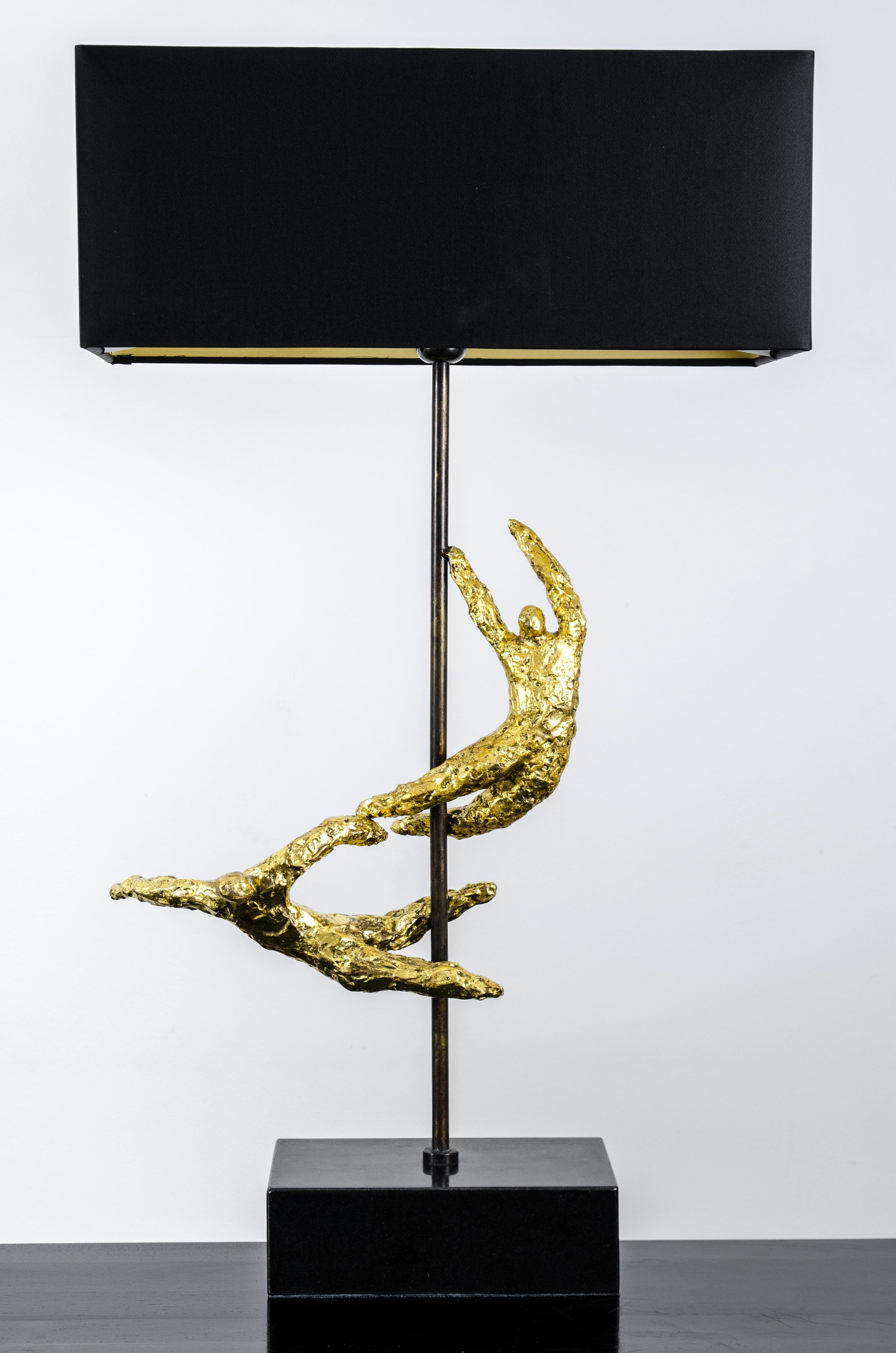 Hand-Crafted 'Acrobats' Bronze Sculptural Table Lamps set For Sale