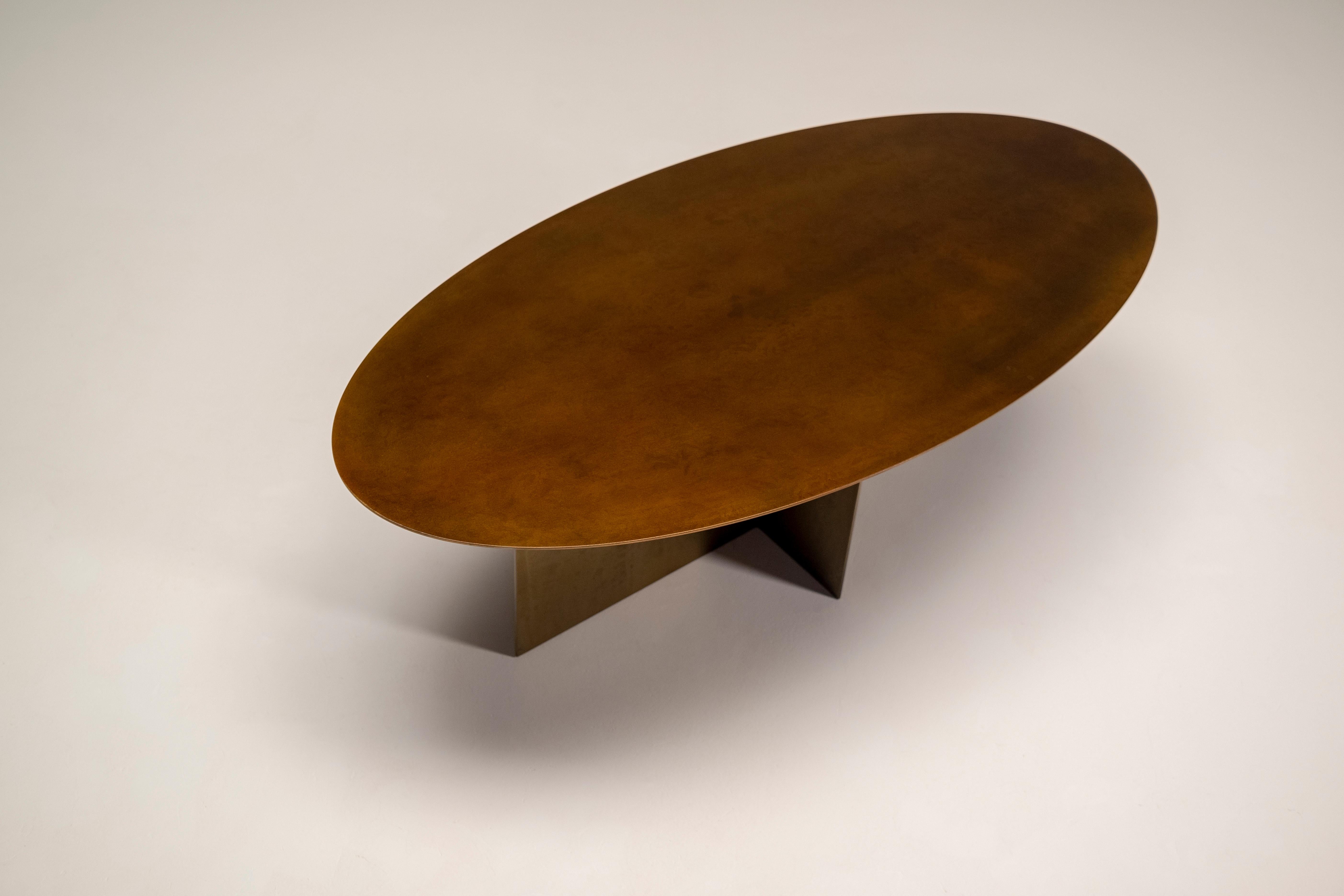 Lacquered Across Elliptical Coffee Table For Sale