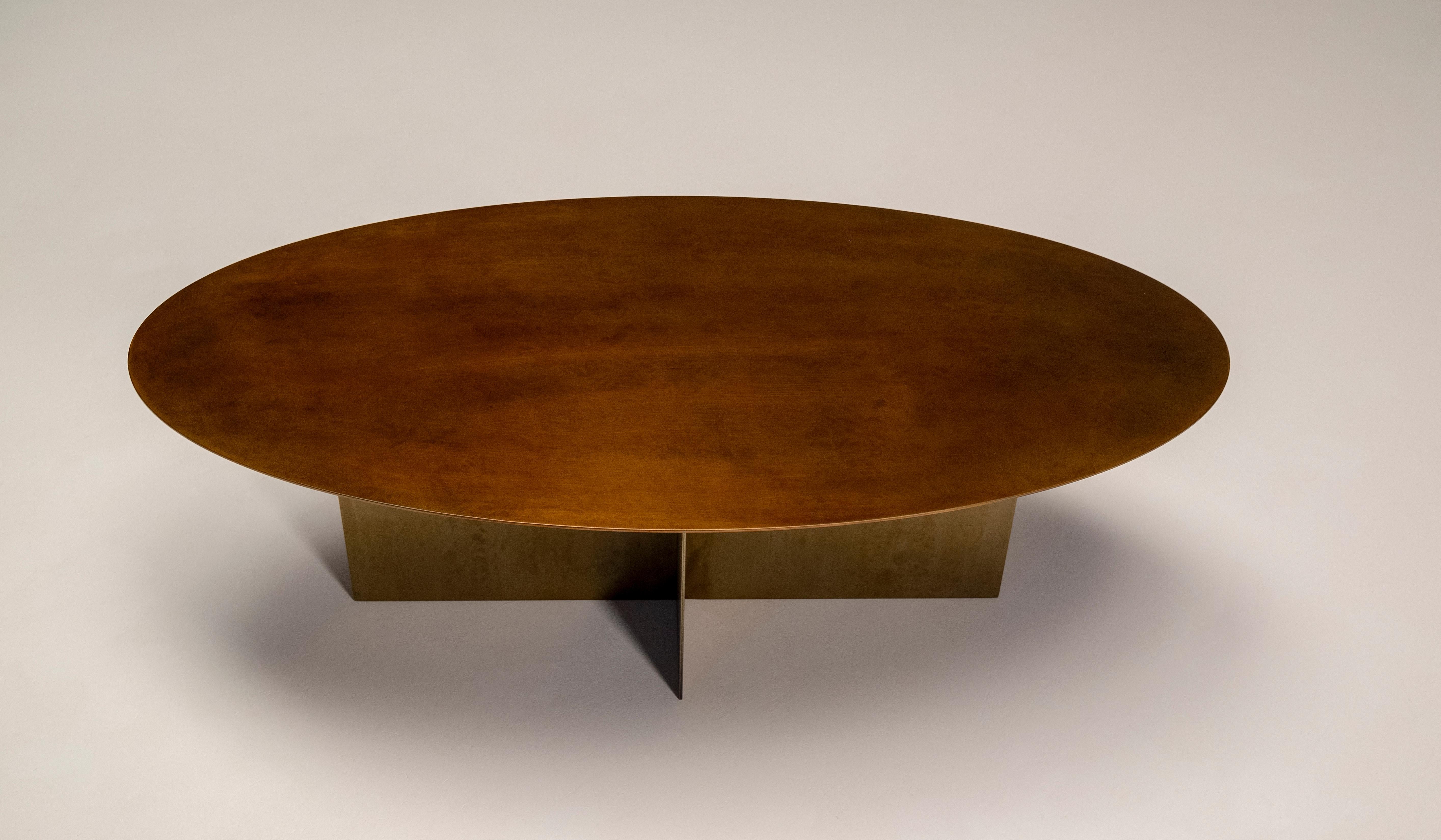Contemporary Across Elliptical Coffee Table For Sale