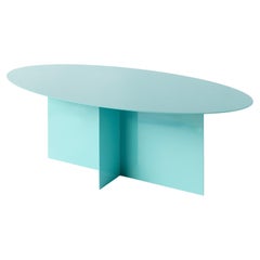 Table basse du 21e siècle personnalisable en fer laqué bleu elliptique