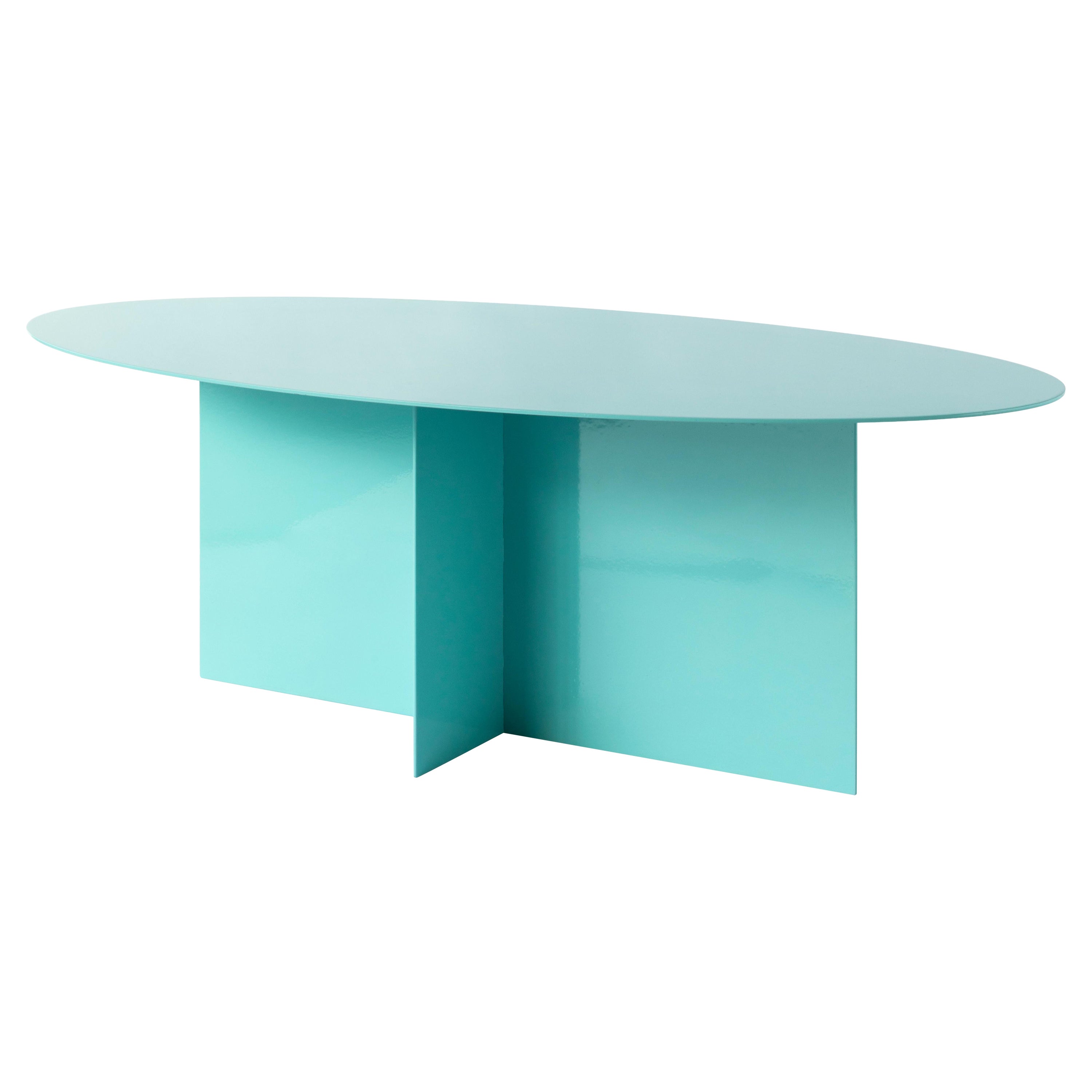 Mesa de centro ovalada azul claro Across by Secondome Edizioni