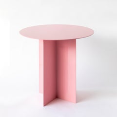 21st Century Customizable Across Round Pink Lacquered Coffee Table in Iron