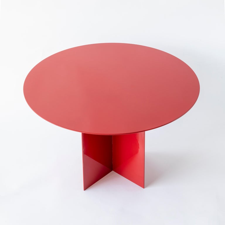 across Round Coffee Table Lacquered Red, Any Colors Available For Sale