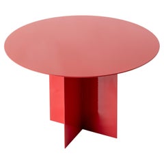 Siglo XXI Mesa de centro redonda de hierro lacado en rojo, personalizable en horizontal