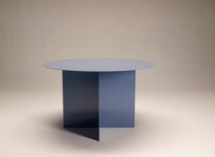 21st Century Round Dining Table Customizable "Across" Blue in Iron