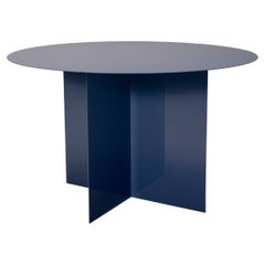 21st Century Round Dining Table Customizable "Across" Blue in Iron 
