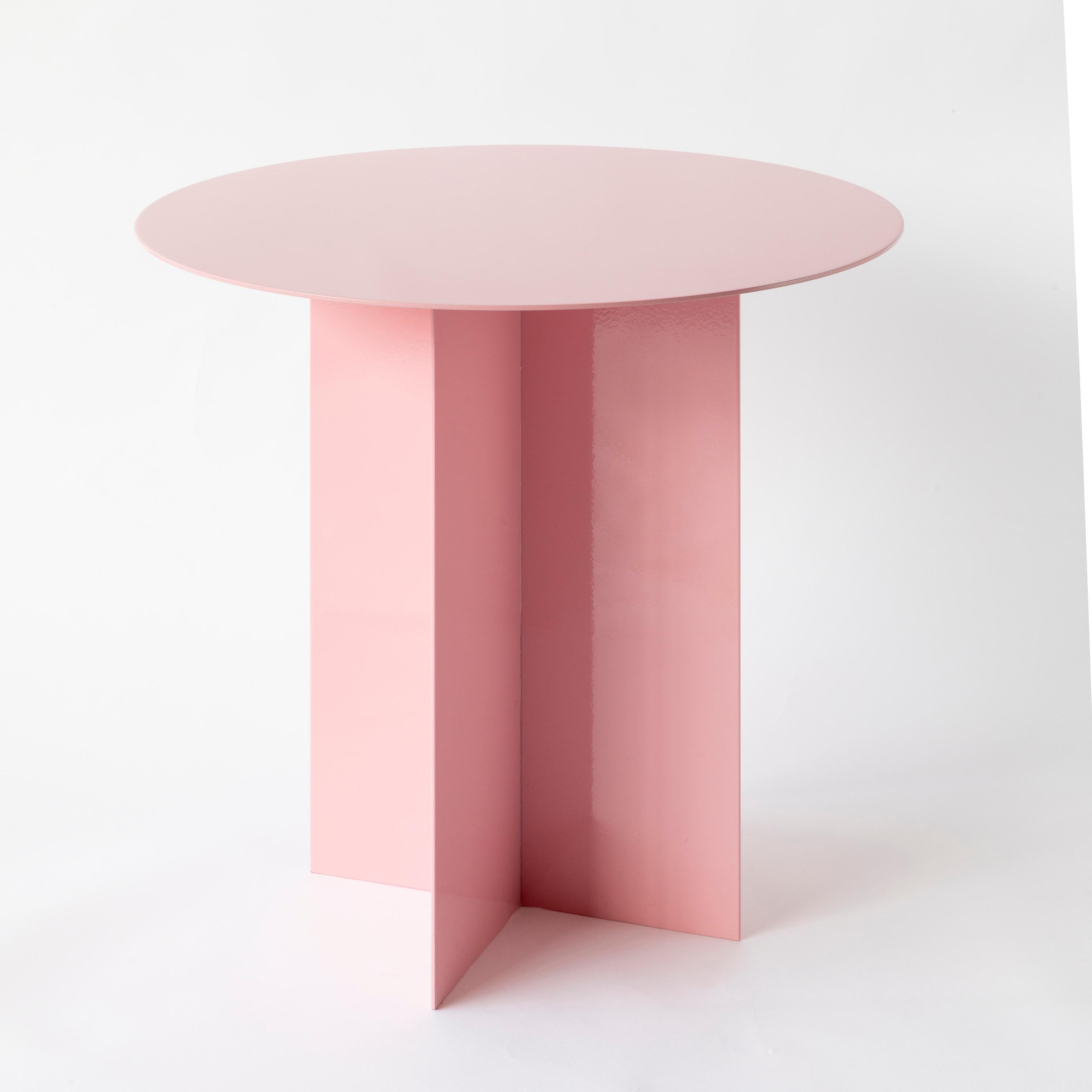 Italian Across Small Round Pink Coffee Table by Secondome Edizioni For Sale