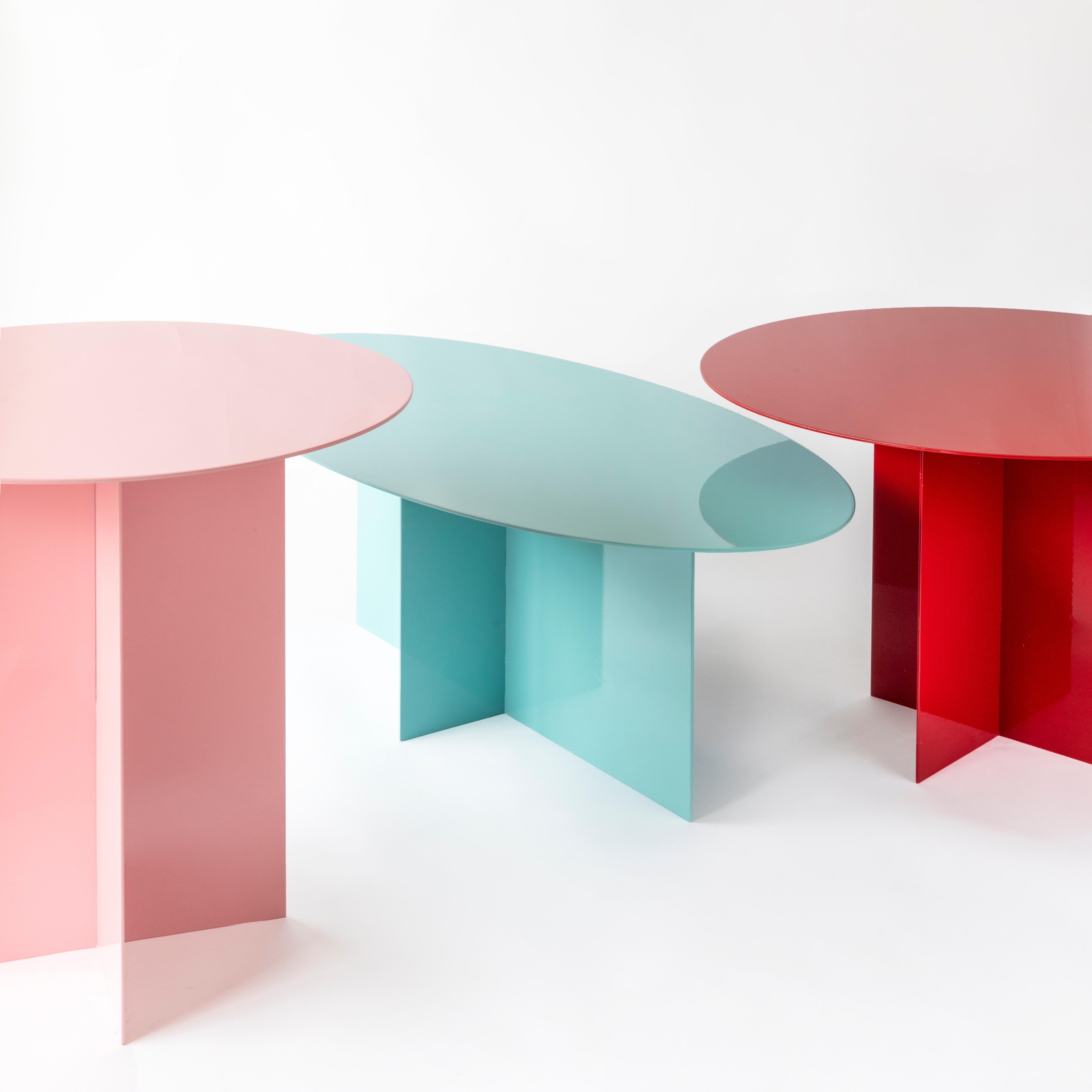 Contemporary Across Small Round Pink Coffee Table by Secondome Edizioni For Sale