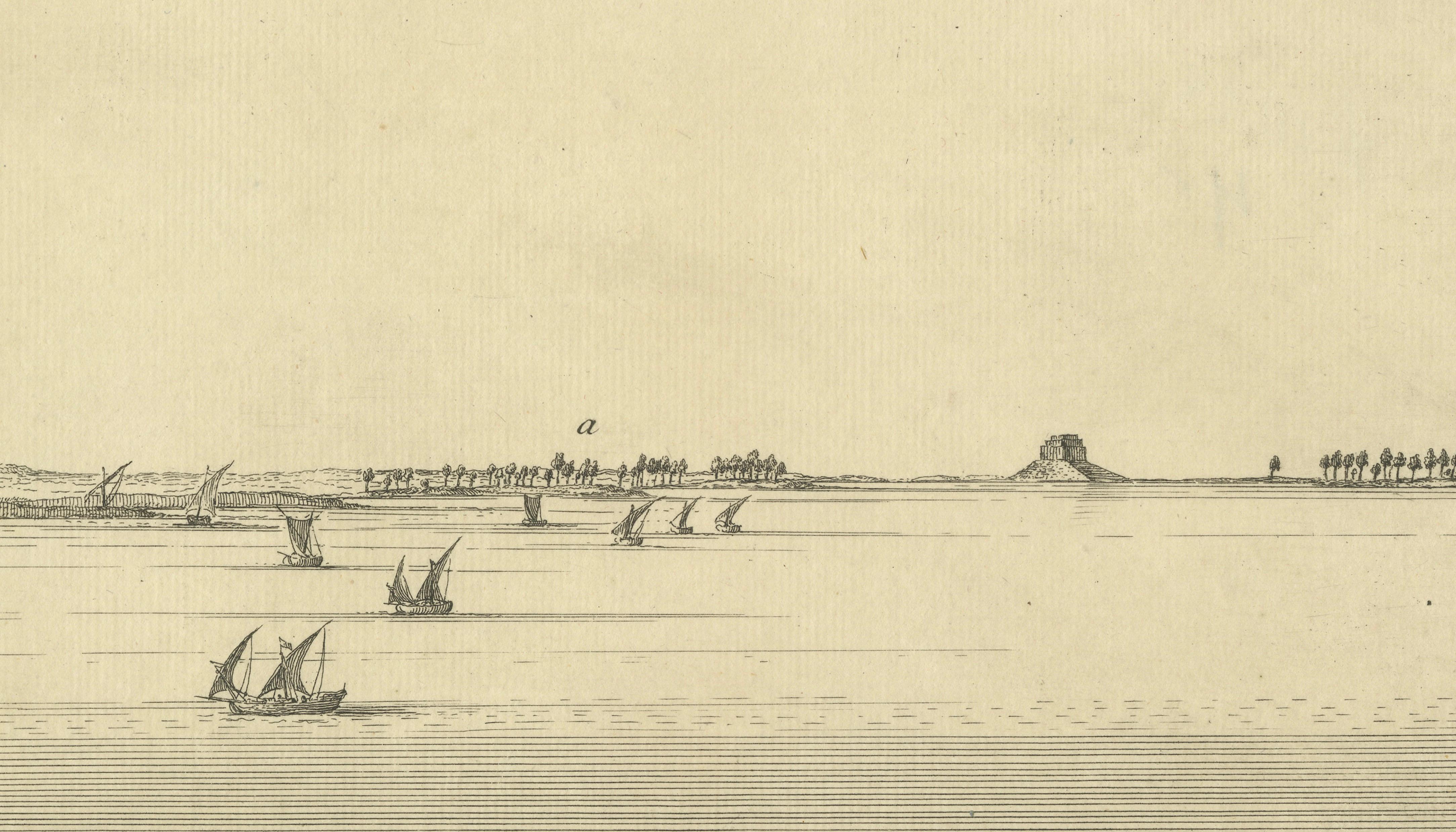 Across the Nile – Pair of Antique Egypt Engravings, Methaghera & Palm Forest