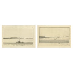 Across the Nile – Pair of Antique Egypt Engravings, Methaghera 
Palm Forest