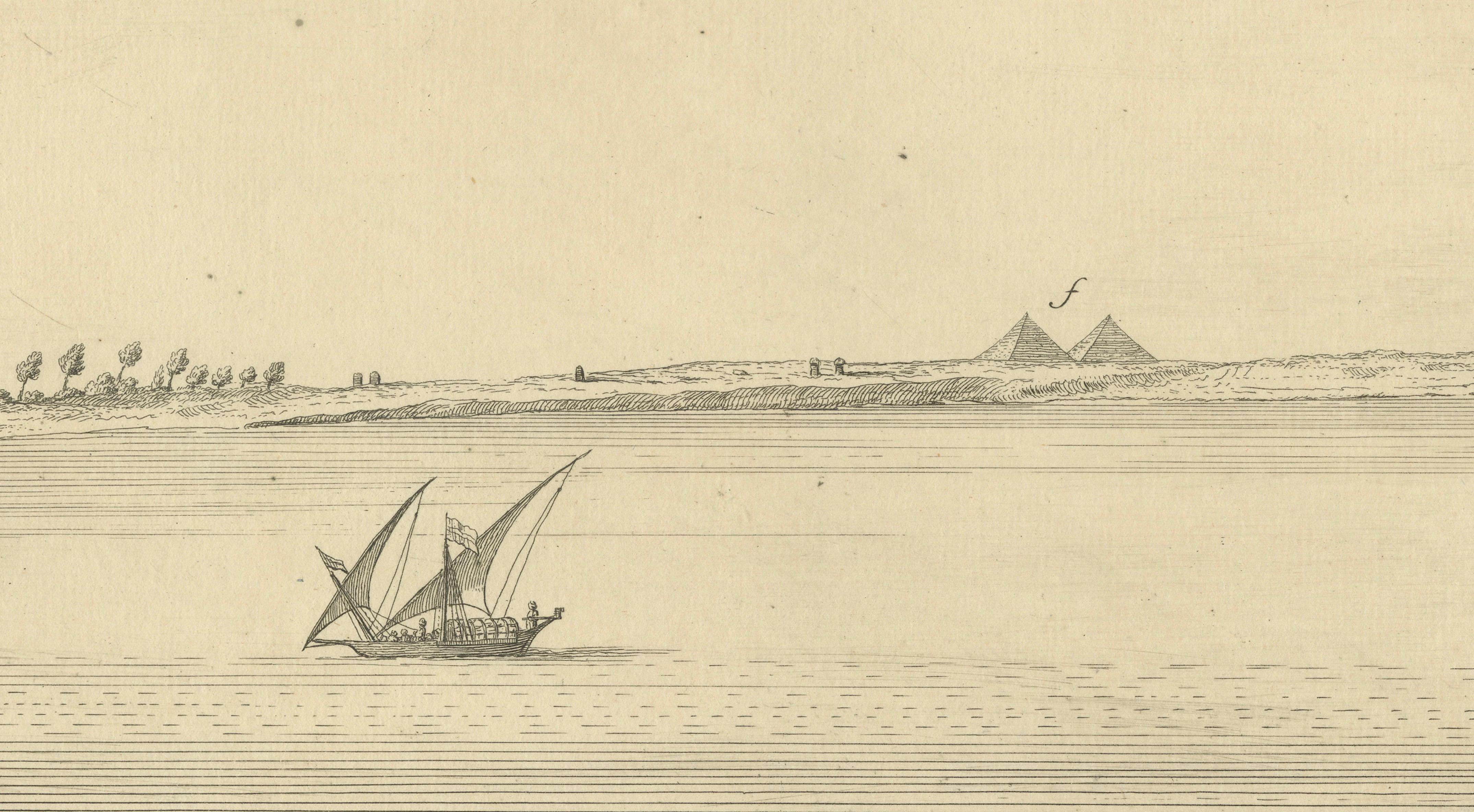 Across the Nile – Pair of Antique Egypt Engravings with Distant Pyramids, c.1755