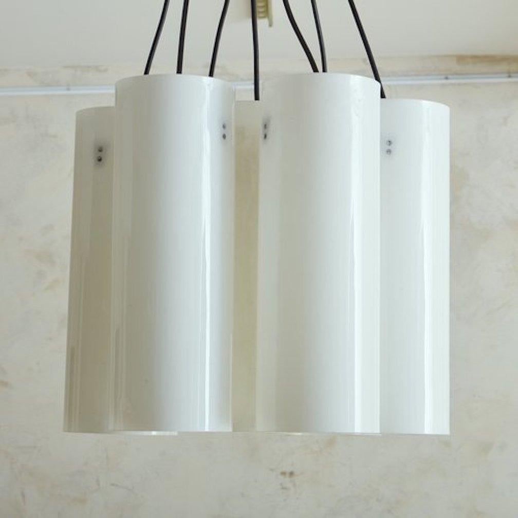 Mid-Century Modern Acrylic 7 Light Cylinder Chandelier, Italy 20th Century For Sale
