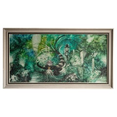 Acrylic Abstract Green Fish Painting