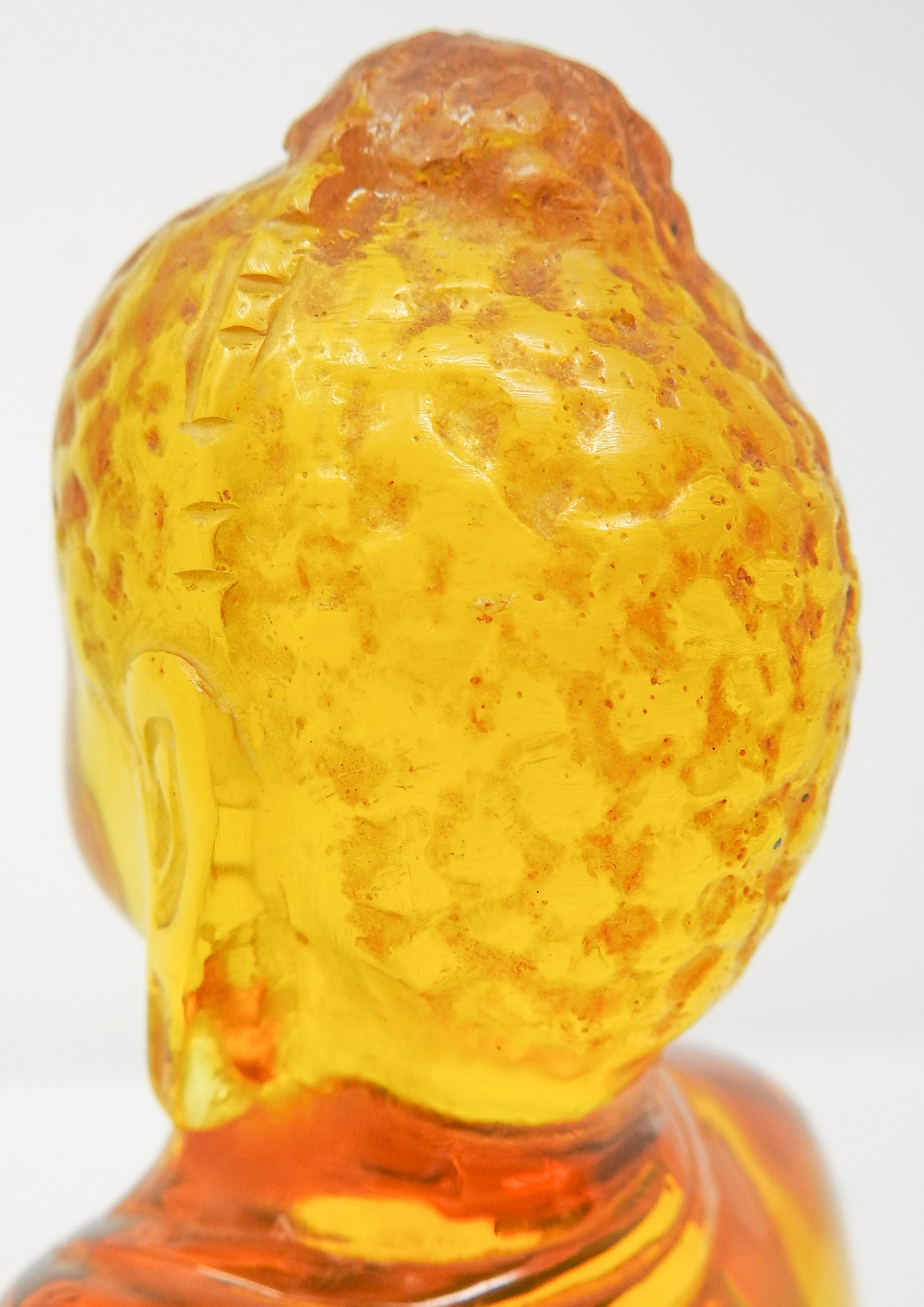 20th Century Acrylic Amber Buddha Sculpture For Sale