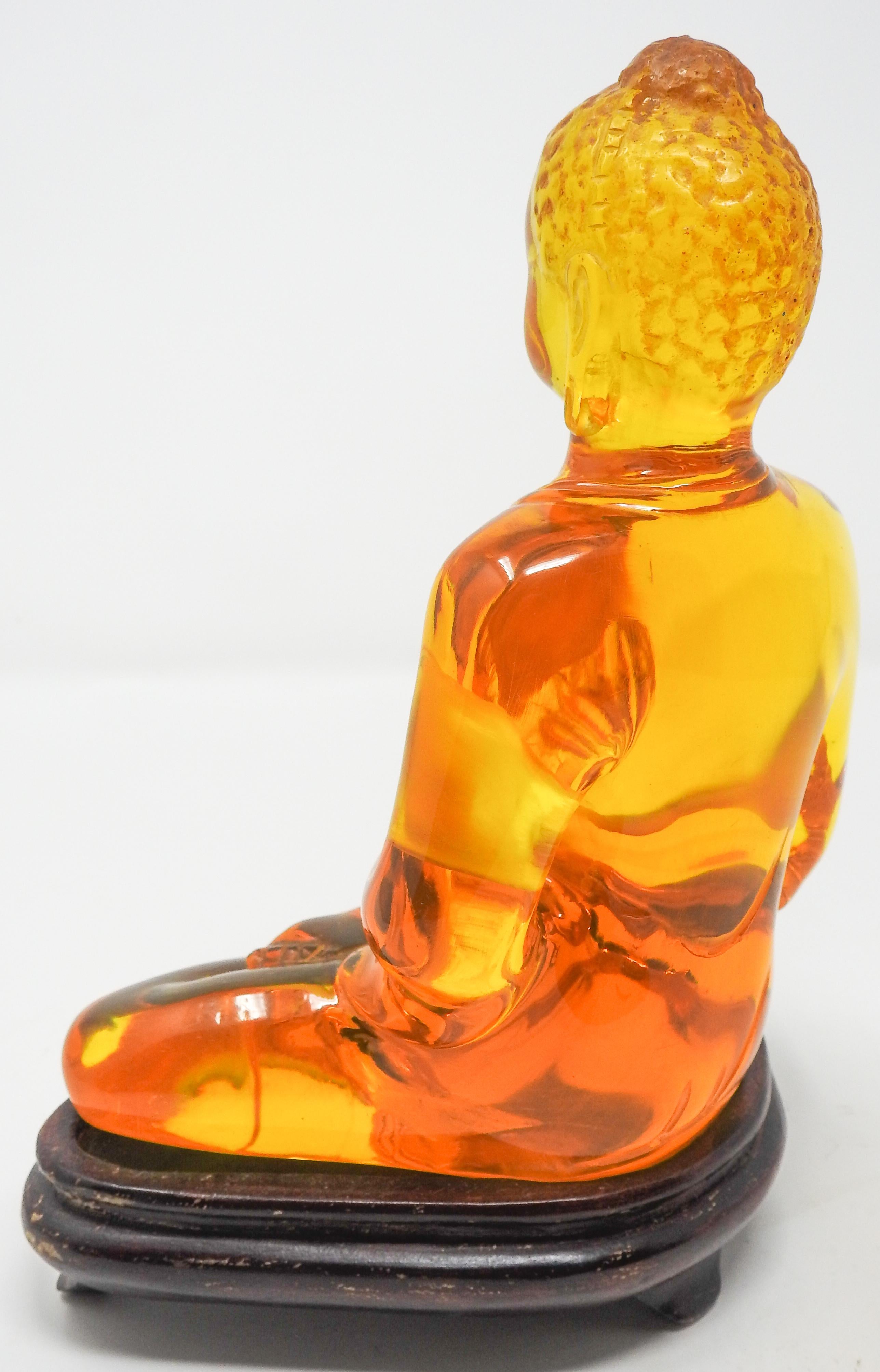 Acrylic Amber Buddha Sculpture For Sale 1