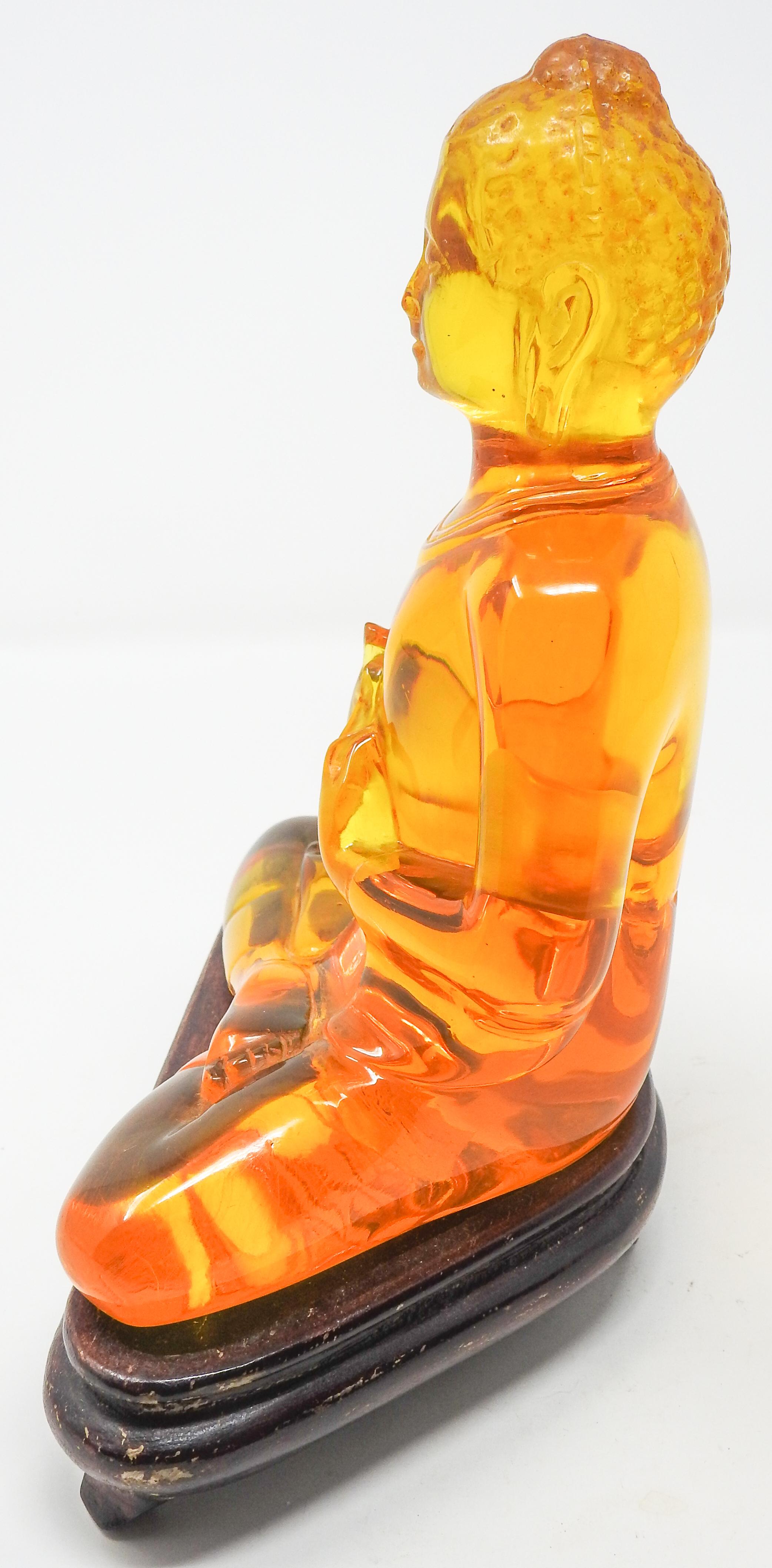 Acrylic Amber Buddha Sculpture For Sale 2