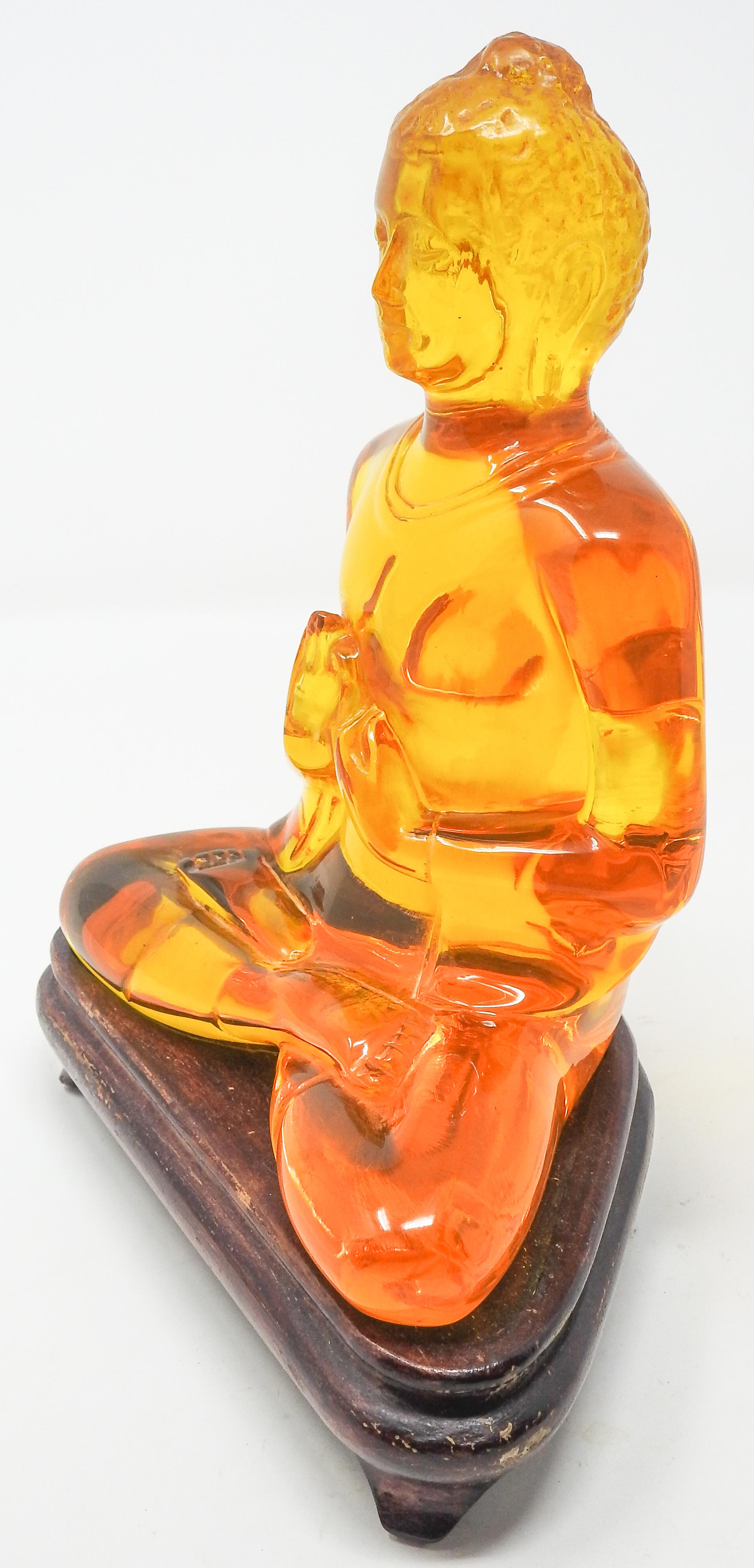 Acrylic Amber Buddha Sculpture For Sale 3