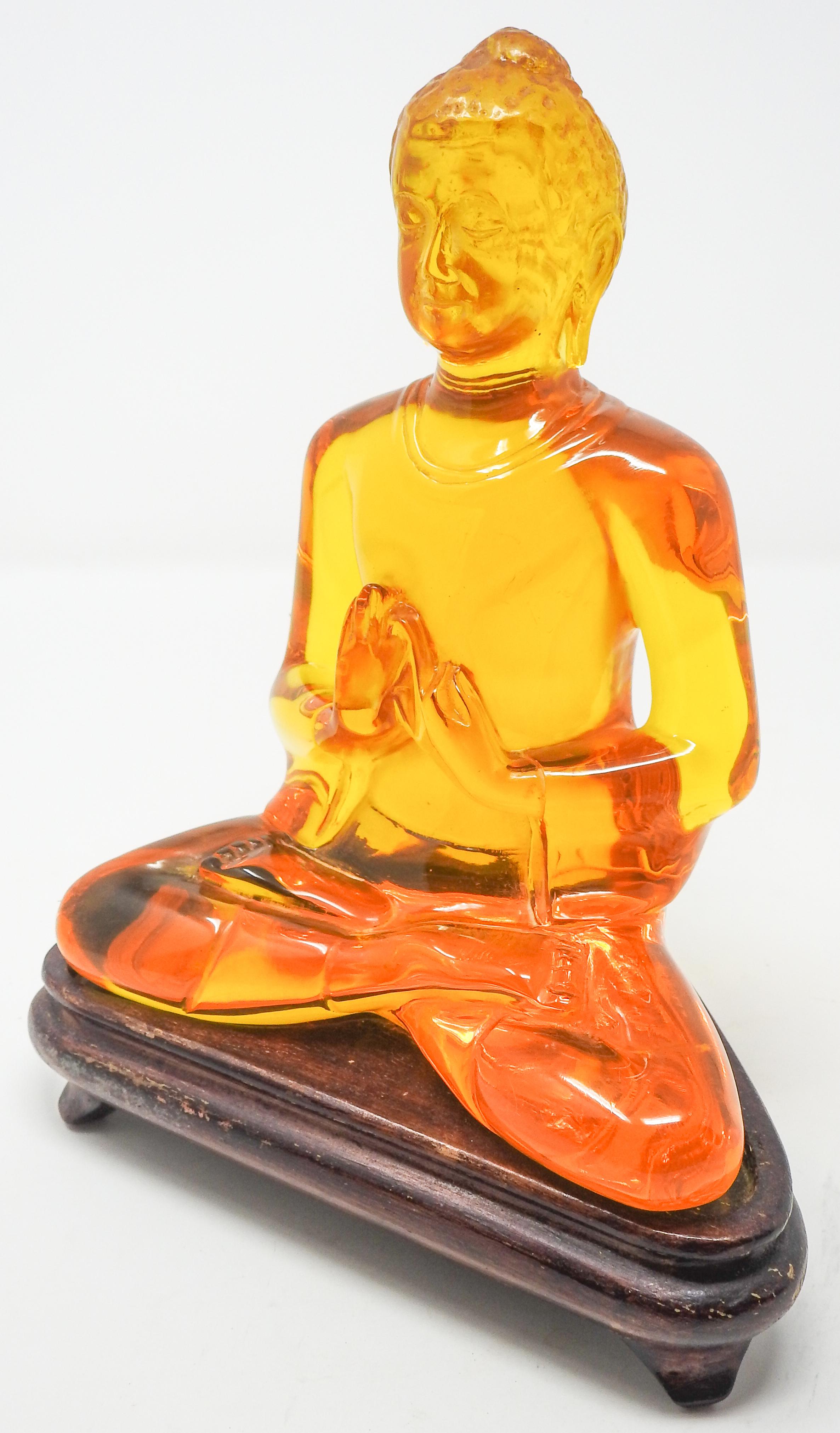 Acrylic Amber Buddha Sculpture For Sale 4