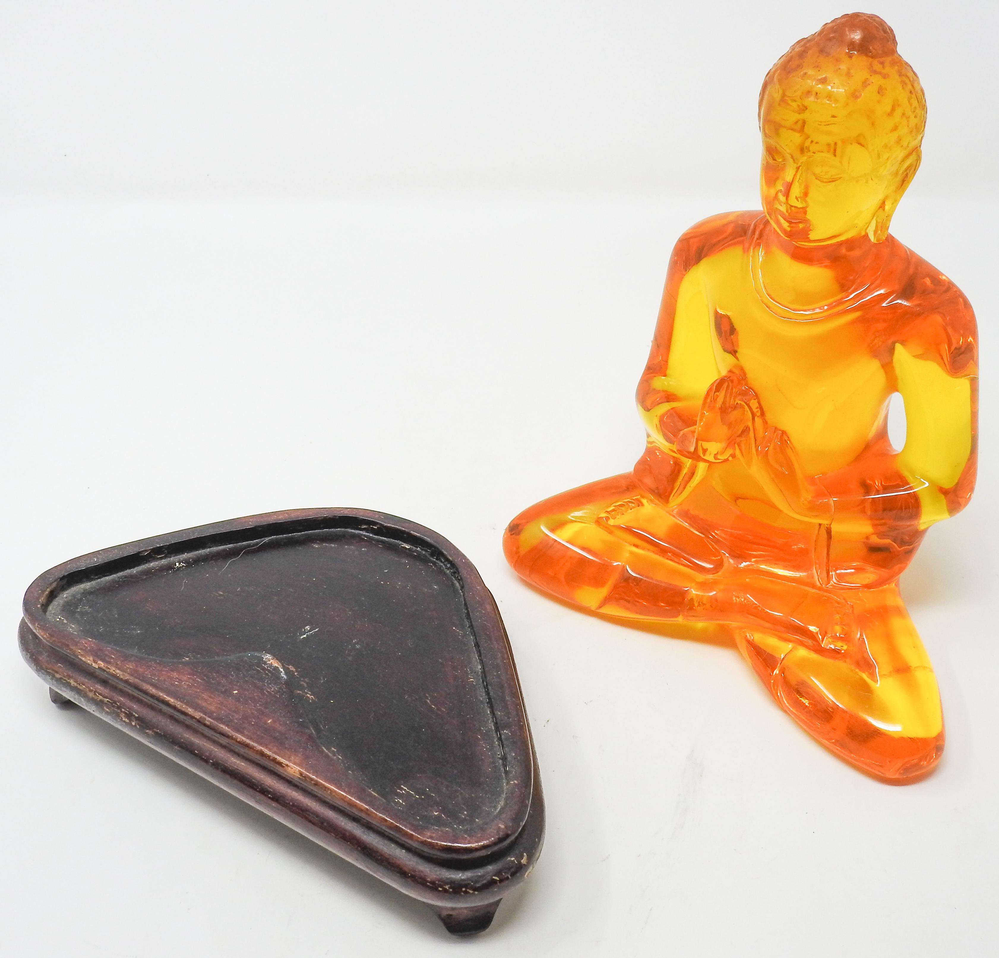 Acrylic Amber Buddha Sculpture For Sale 5