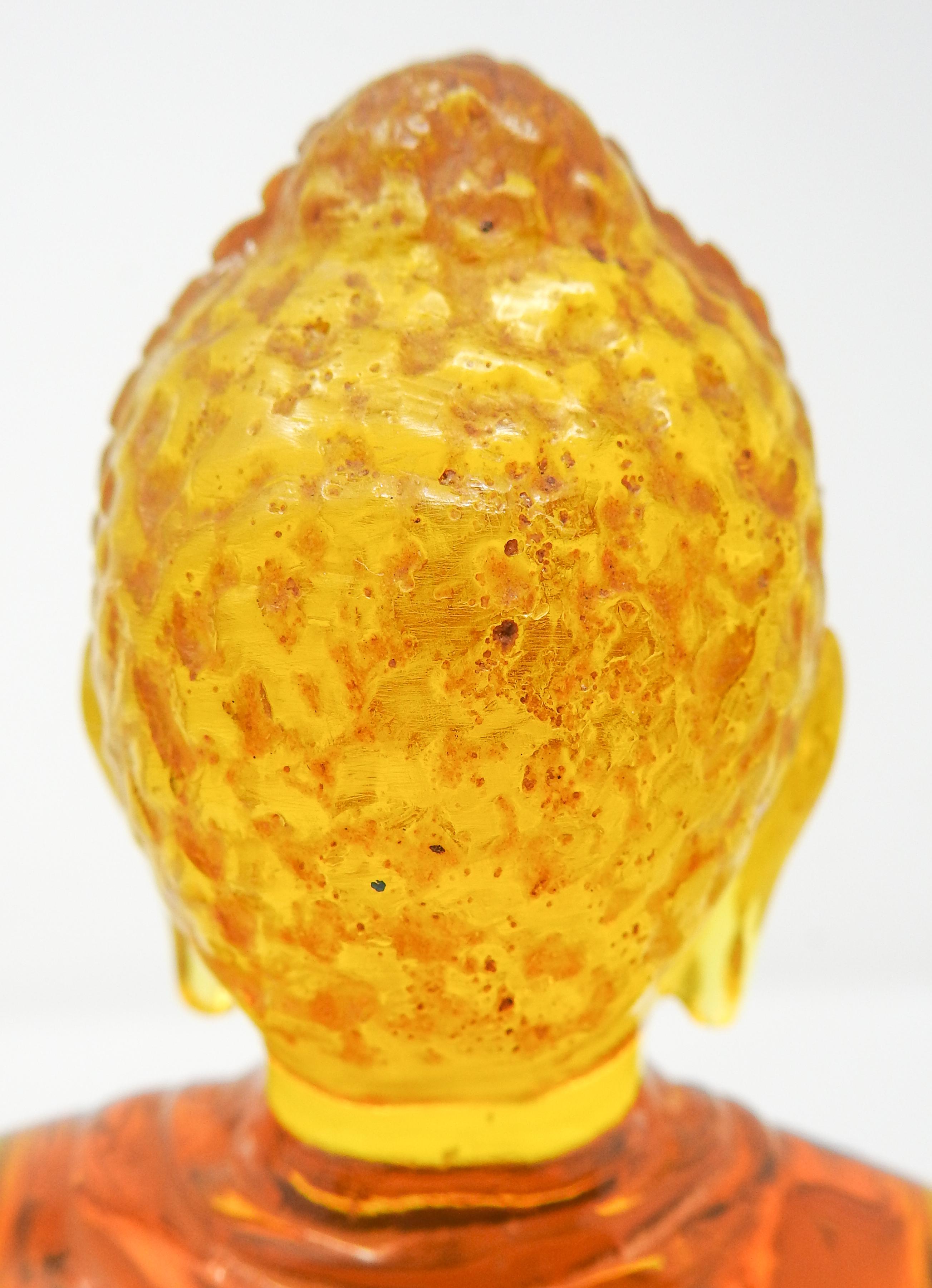 Acrylic Amber Buddha Sculpture For Sale 6