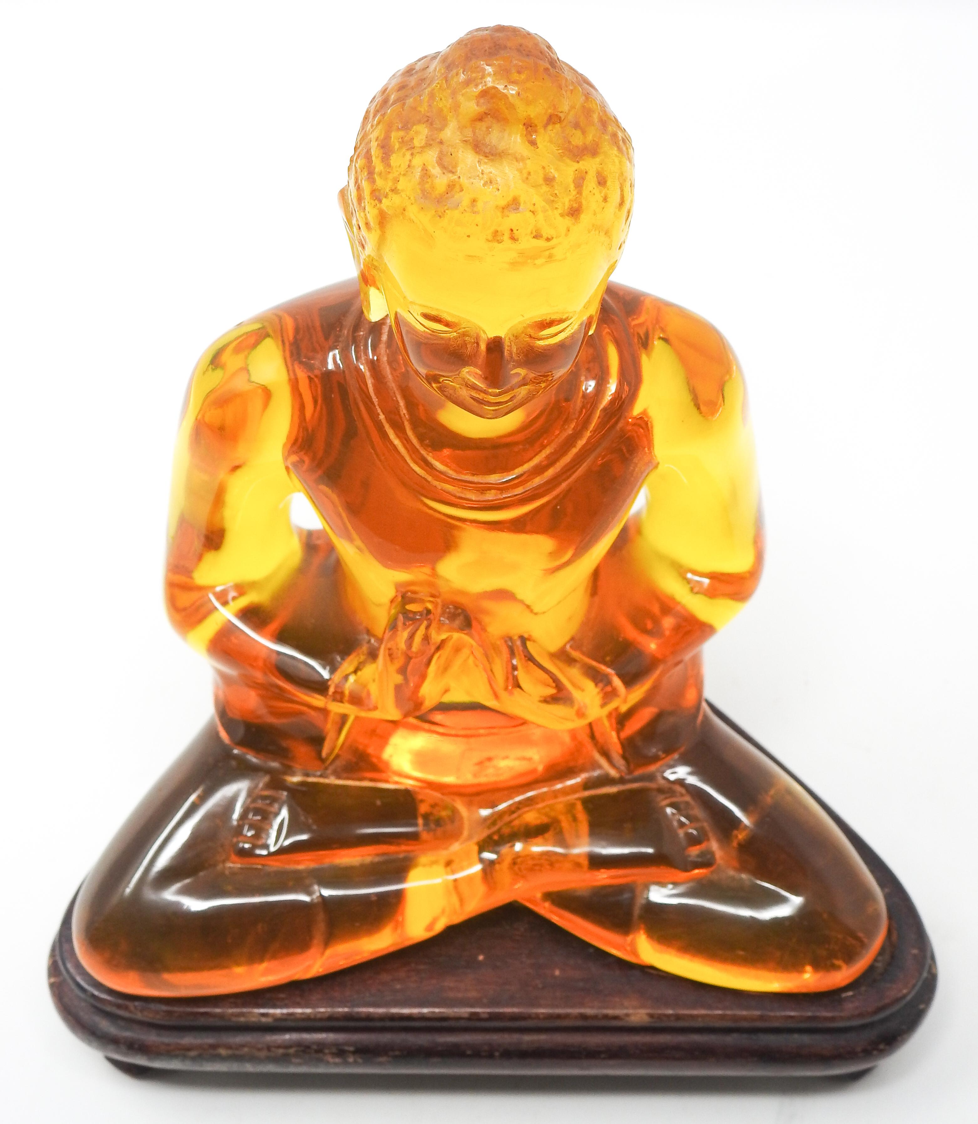 Acrylic Amber Buddha Sculpture For Sale 9