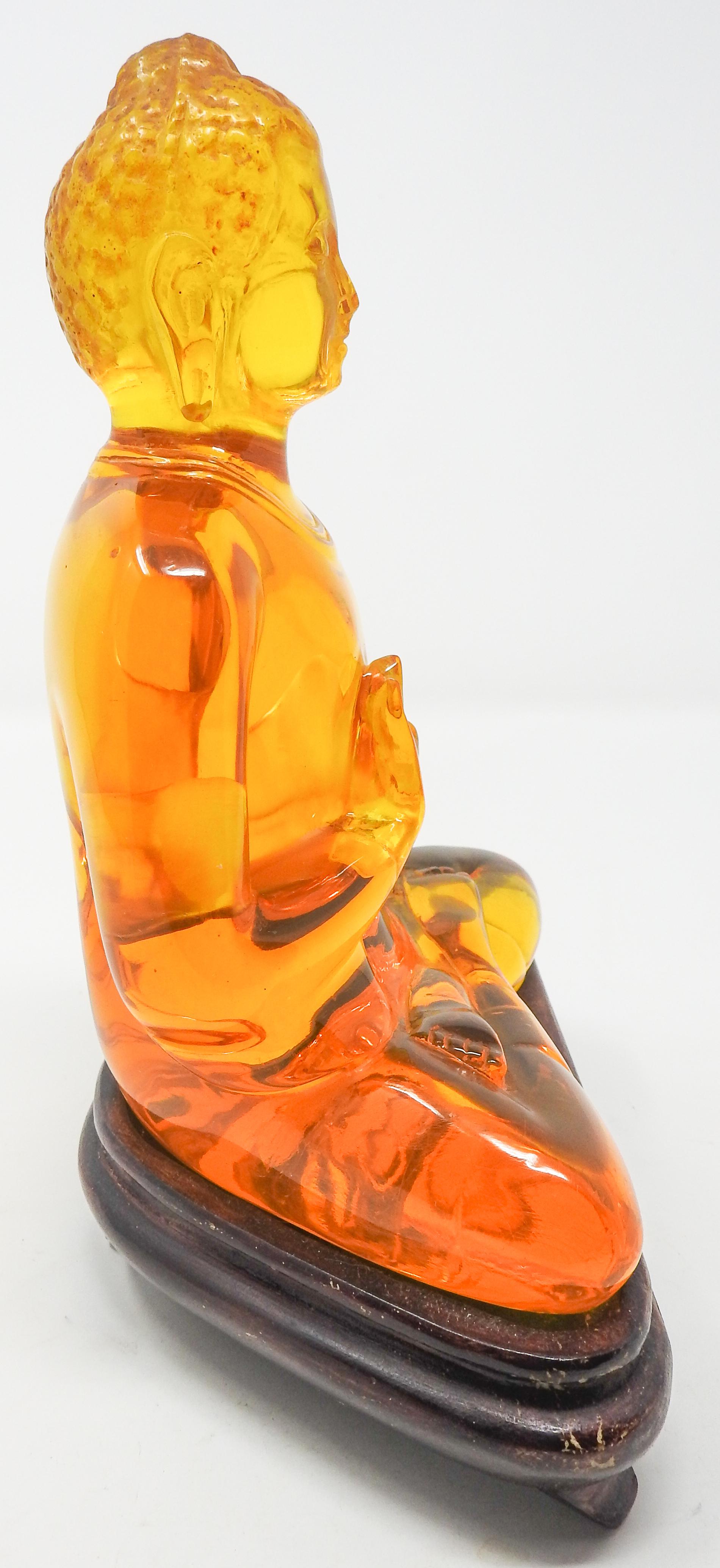 Chinese Export Acrylic Amber Buddha Sculpture For Sale