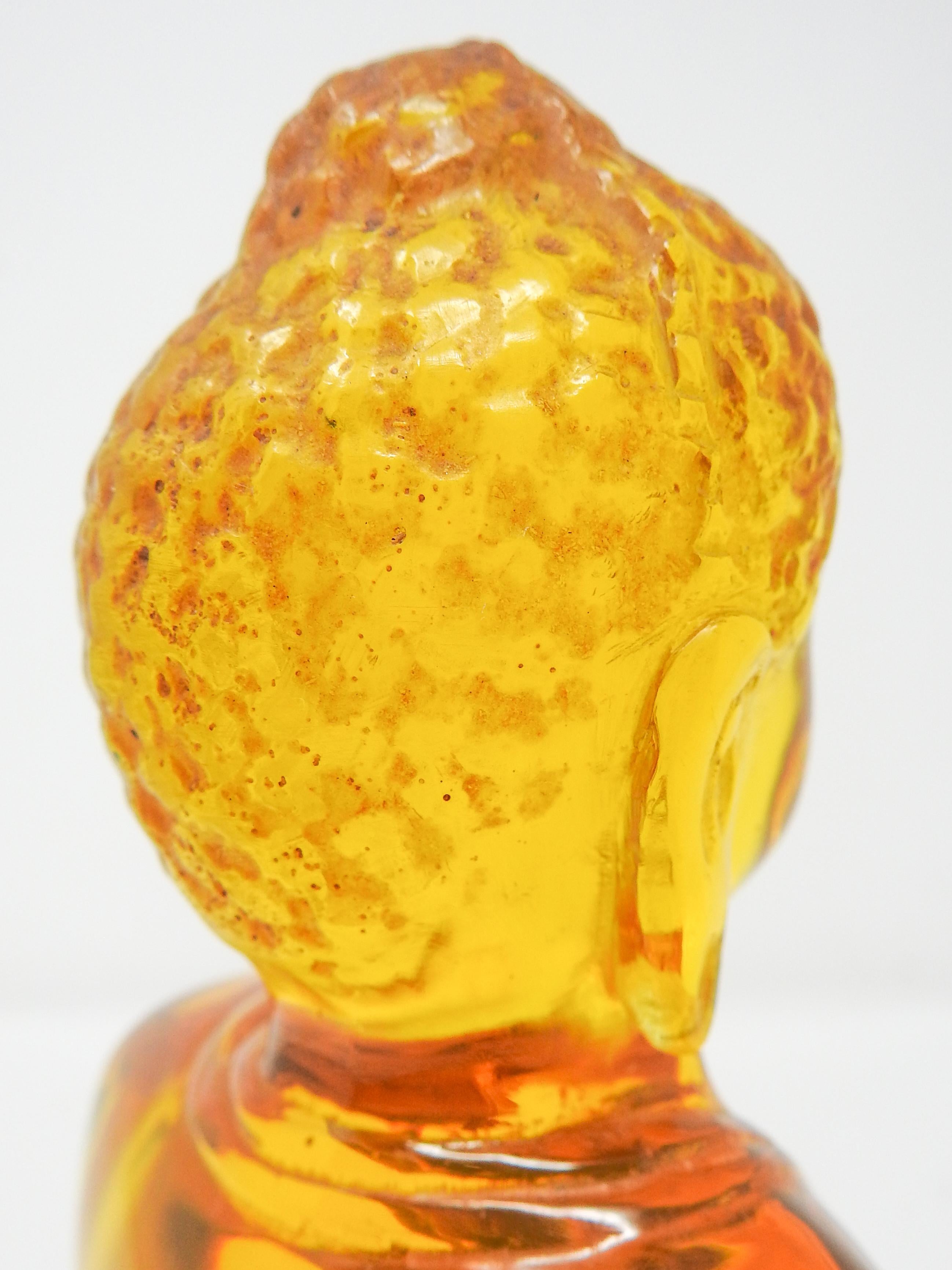 Acrylic Amber Buddha Sculpture In Fair Condition For Sale In Cookeville, TN