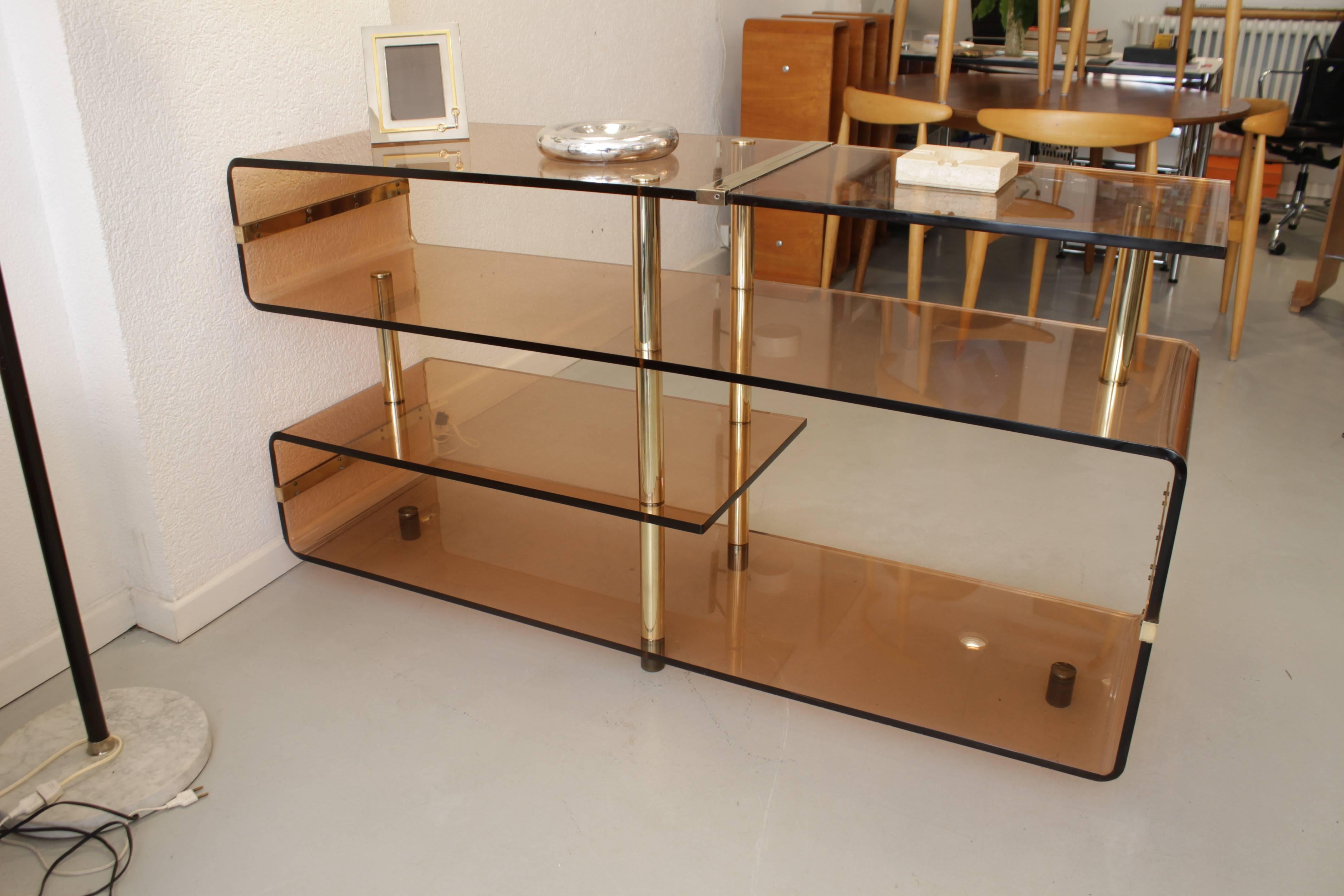 Acrylic and Brass Console, 1970s 5