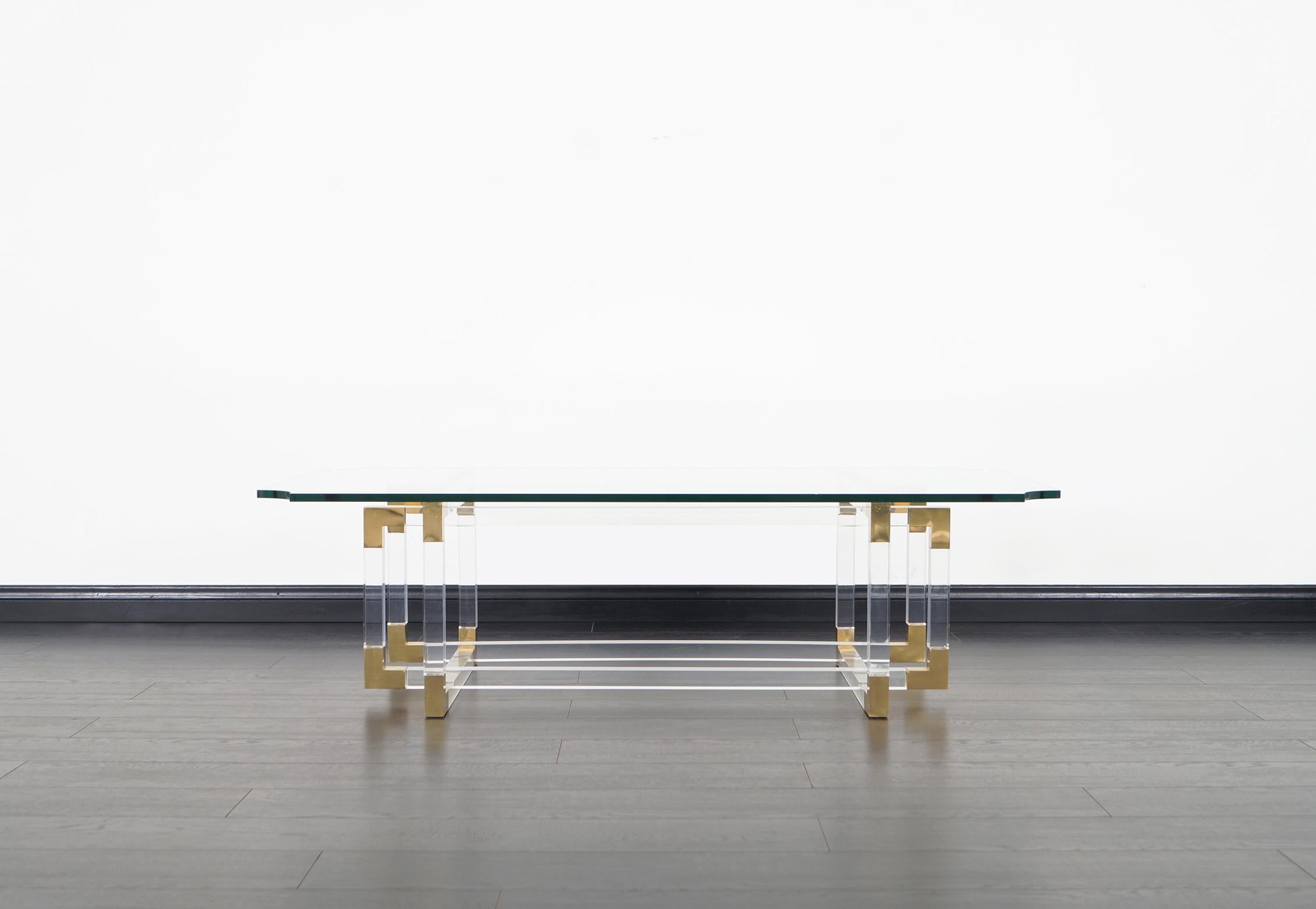 acrylic and brass coffee table