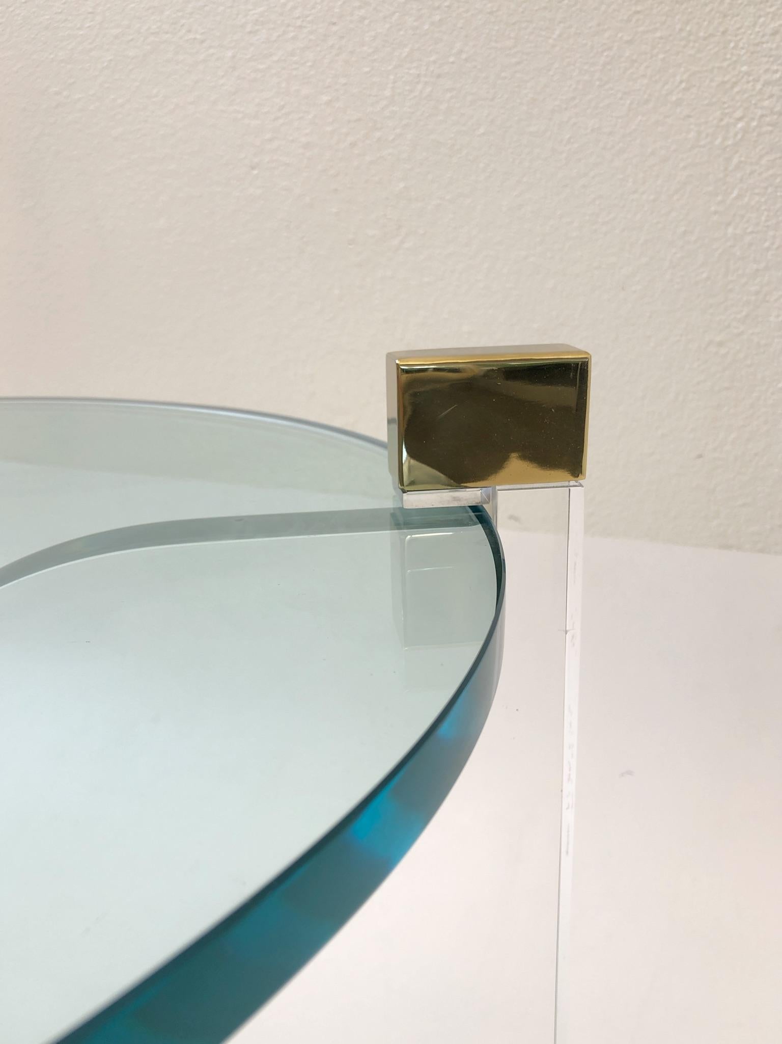 Acrylic and Brass Side Table by Charles Hollis Jones For Sale 1