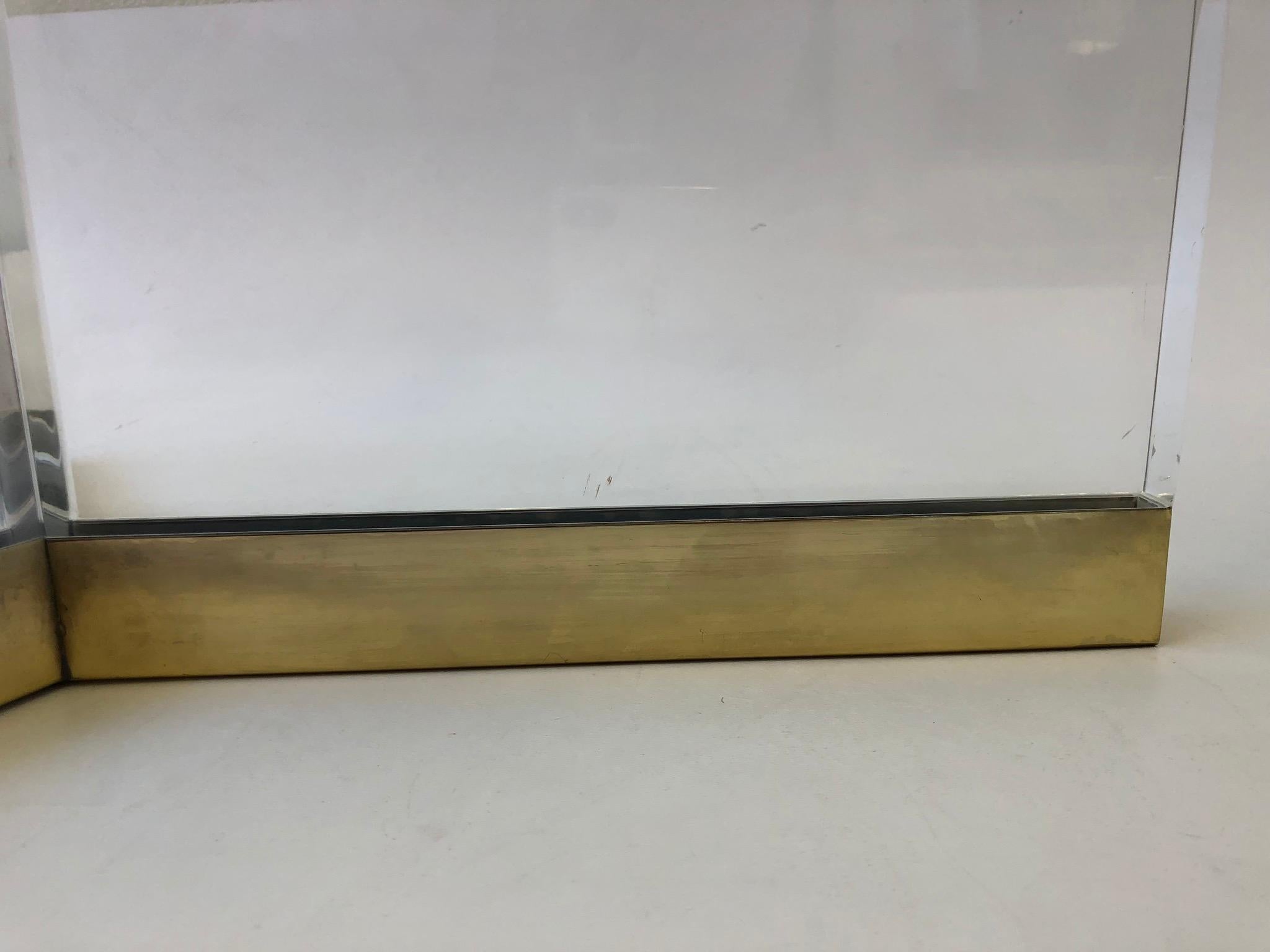 Acrylic and Brass Side Table by Charles Hollis Jones For Sale 2