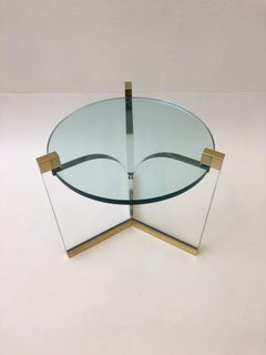 Acrylic and Brass Side Table by Charles Hollis Jones