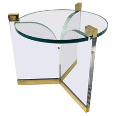 Acrylic and Brass Side Table by Charles Hollis Jones