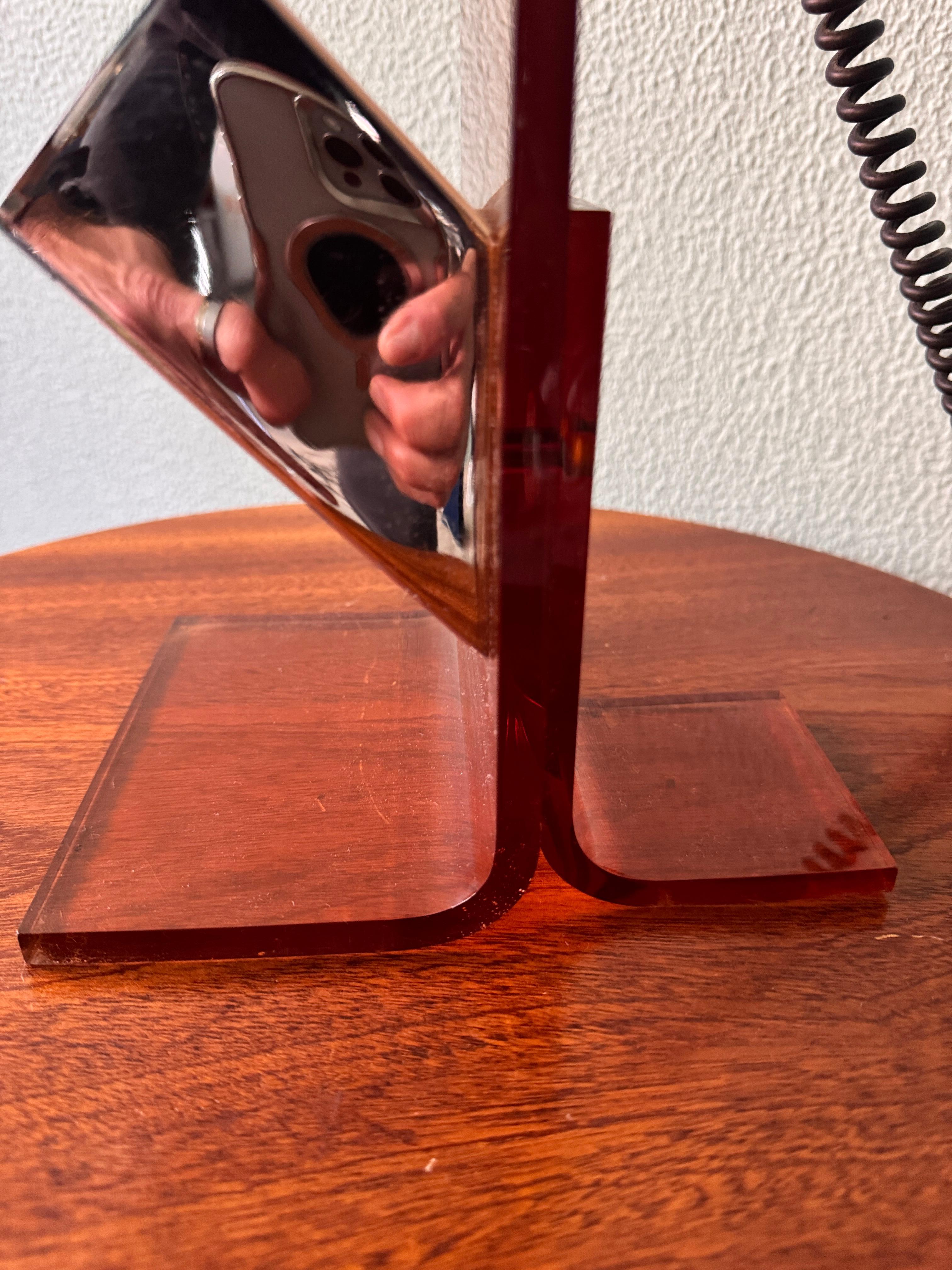 Mid-Century Amber Acrylic and Chrome Sculptural Table Lamp by Fase, 1970s For Sale 10
