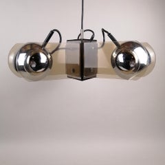 Acrylic and Chrome Metal Ceiling Lamp in the Style of Gino Sarfatti