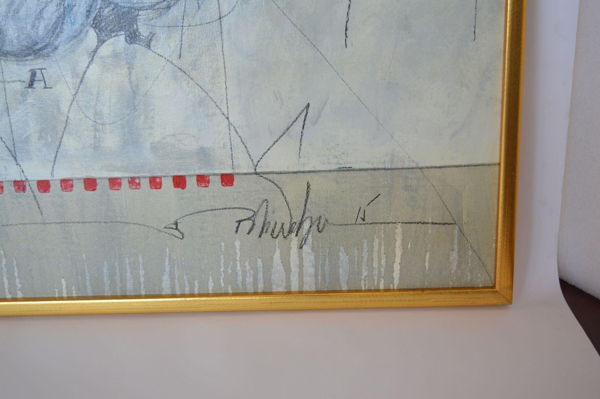 Contemporary Acrylic and Crayon on Canvas by Bernardo Nieves For Sale
