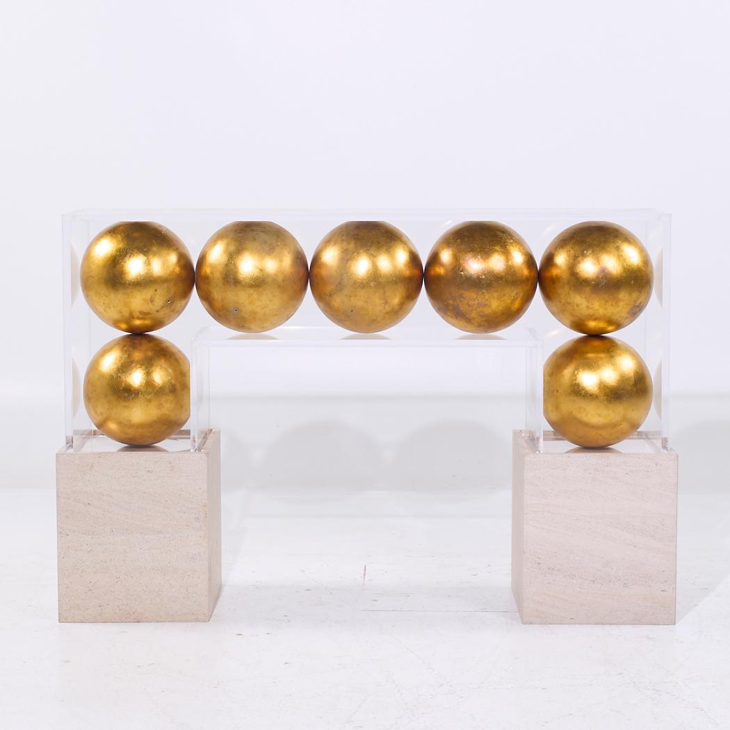 Modern Acrylic and Gold Sphere Bar Console Table For Sale