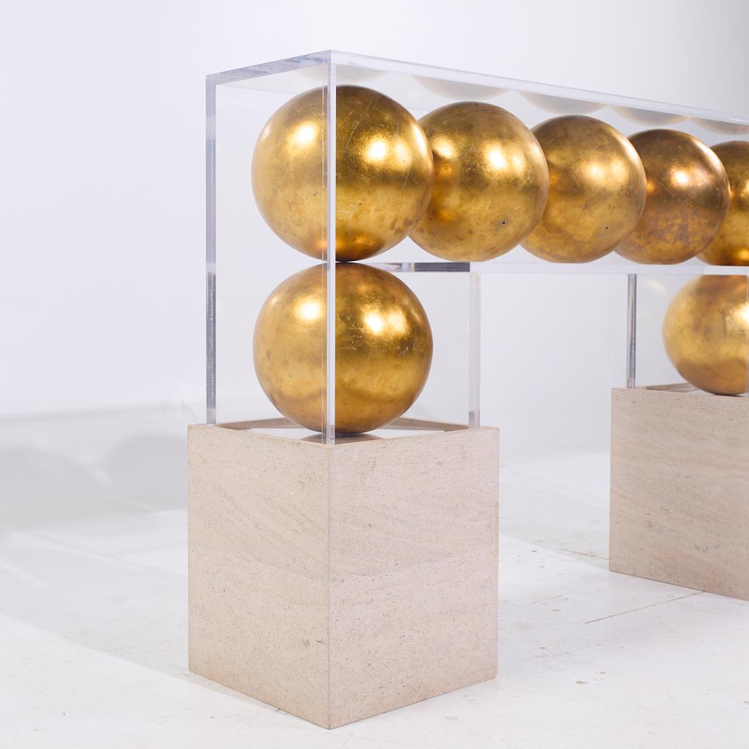 Contemporary Acrylic and Gold Sphere Bar Console Table For Sale