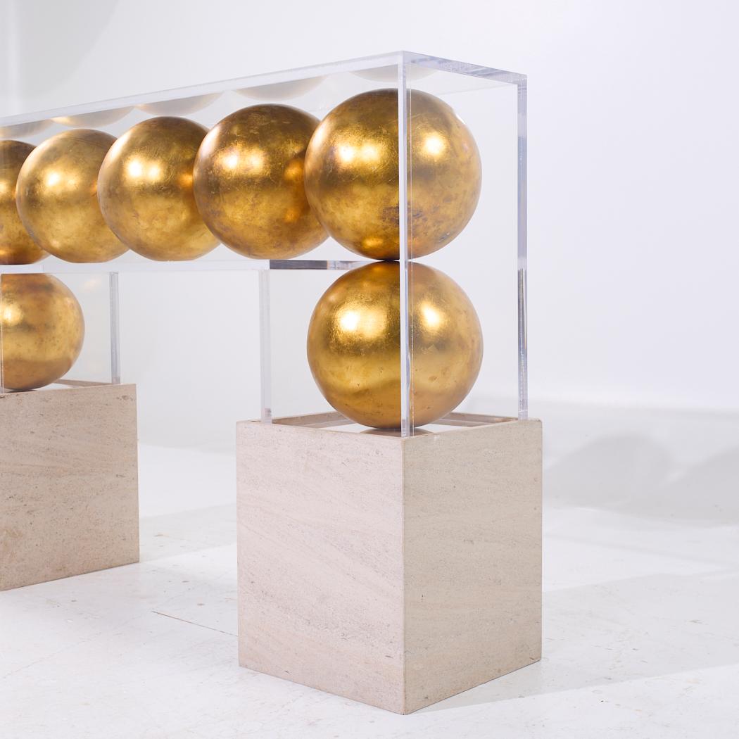 Acrylic and Gold Sphere Bar Console Table For Sale 1