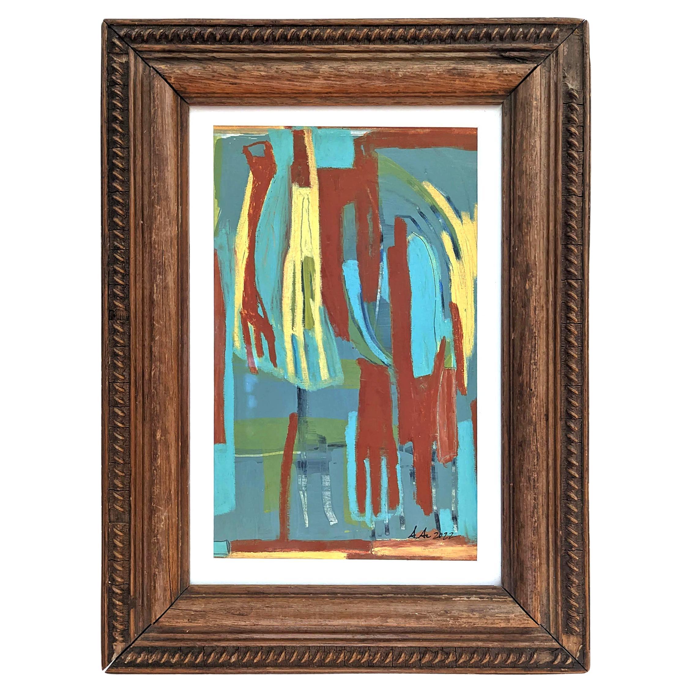 Pittura figurativa astratta in acrilico e pastello di Anne Abueva