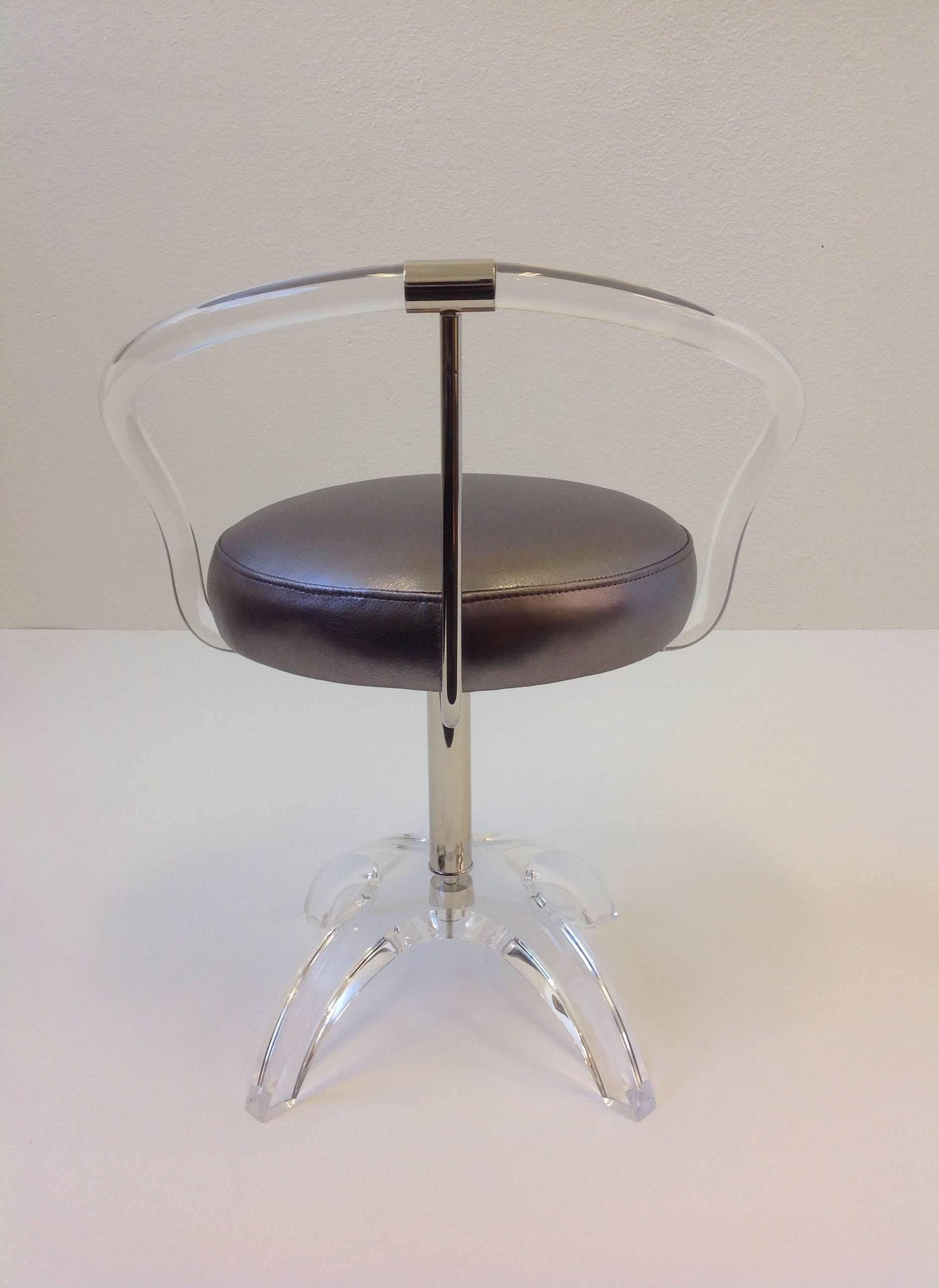 polished nickel vanity stool