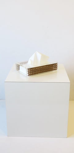 Wicker Cane Lucite Acrylic Tissue Box Dior Style