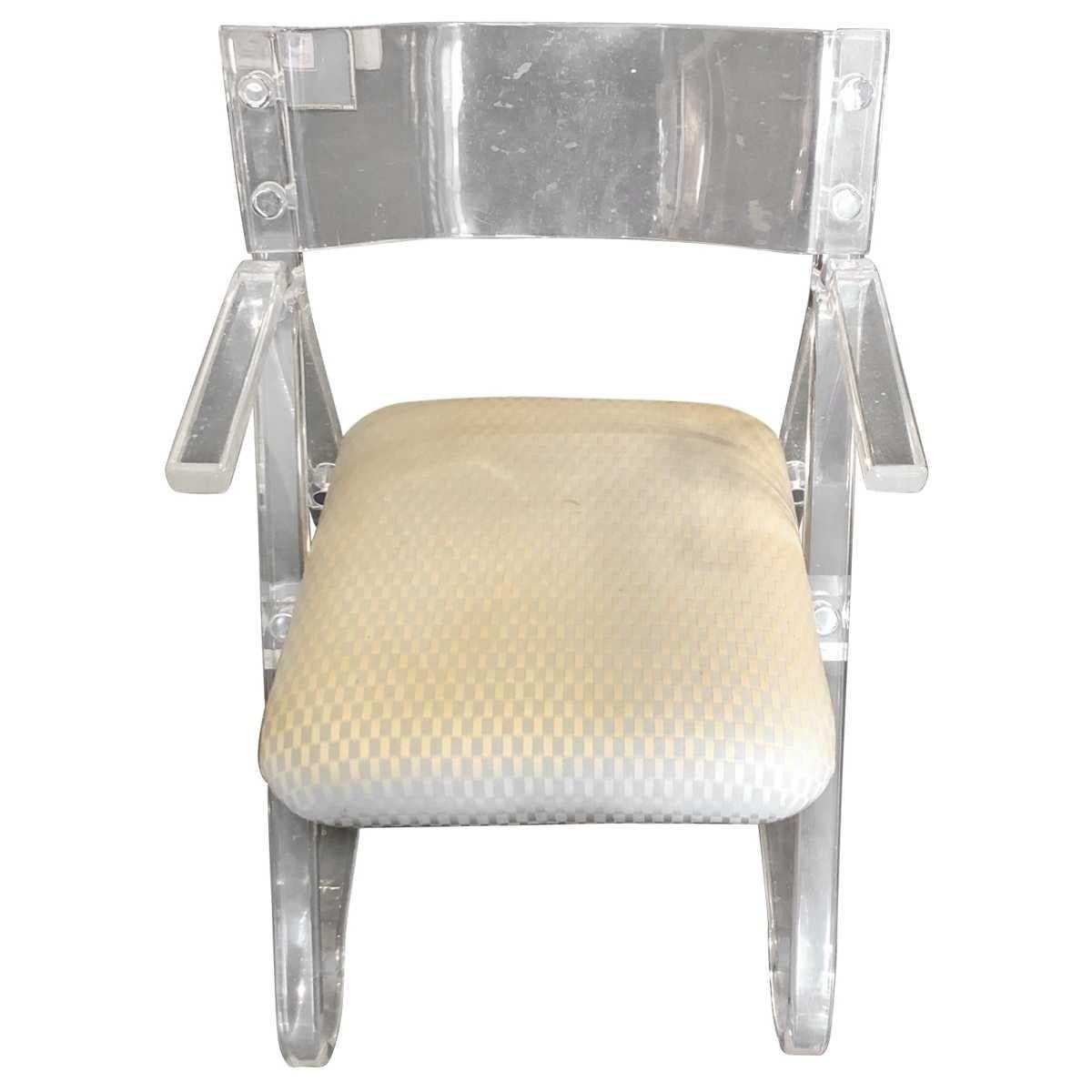 Italian Acrylic Armchair with Contoured Back For Sale