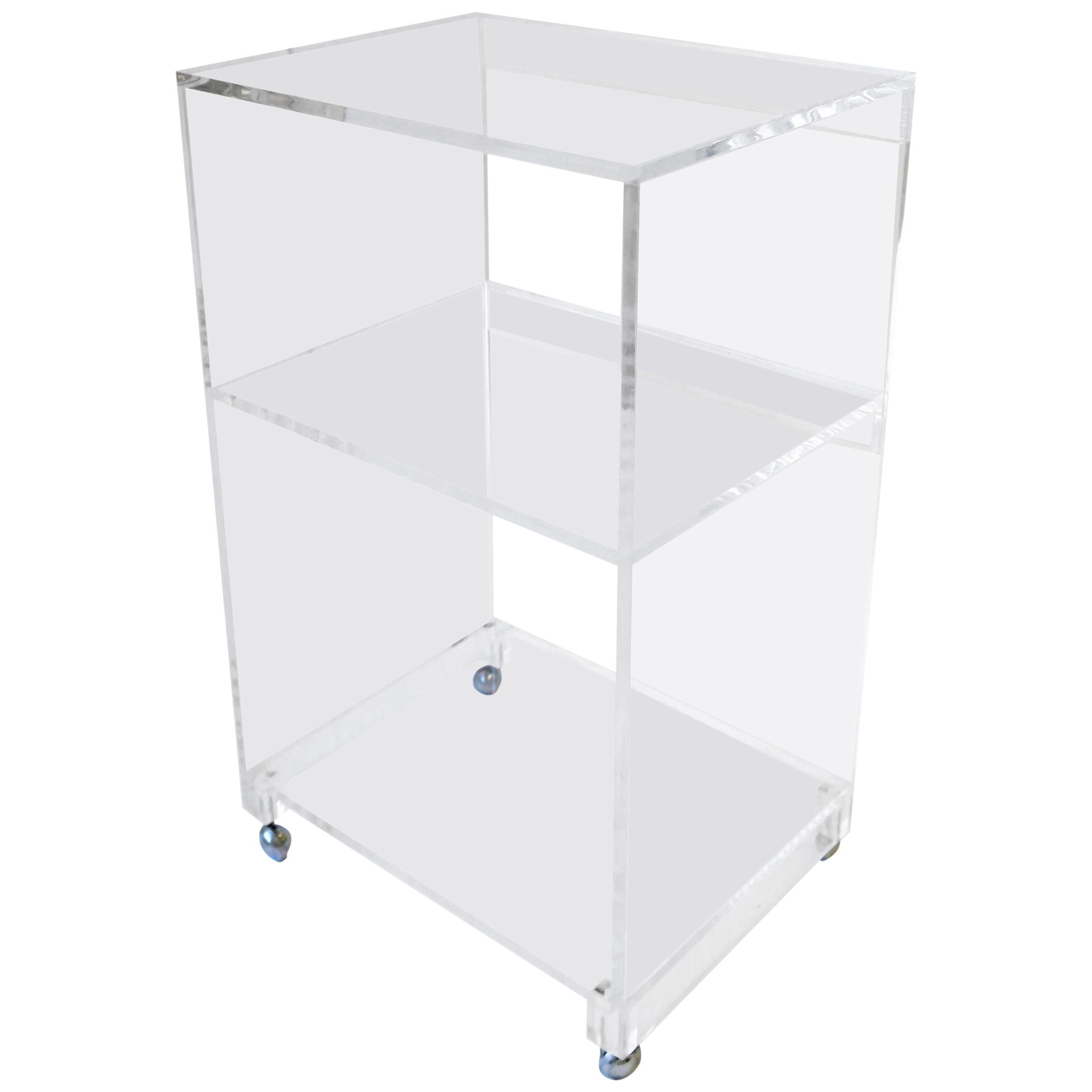 Lucite Bar Cart or Storage Shelf Cabinet