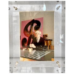 Acrylic Block Sculpture of Gagosian Gallery's Andy Warhol Exhibit Invitation