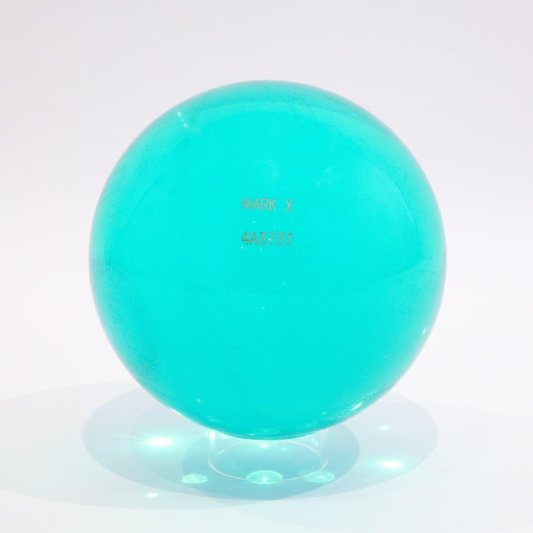 Mark X Bowling Ball, Clear Acrylic, Teal Blue For Sale at 1stdibs